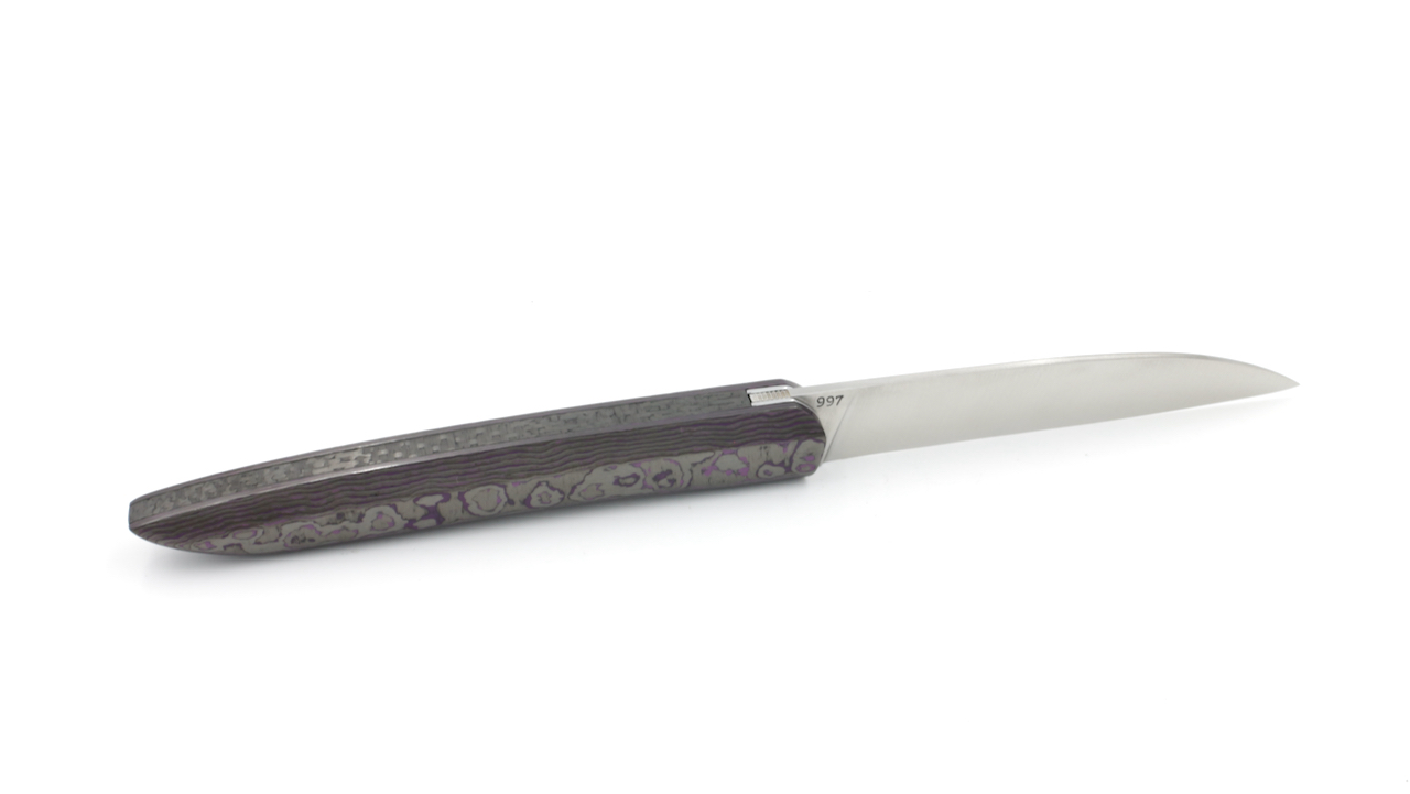 Roland LANNIER folding knife Why so serious? PURPLE HAZE