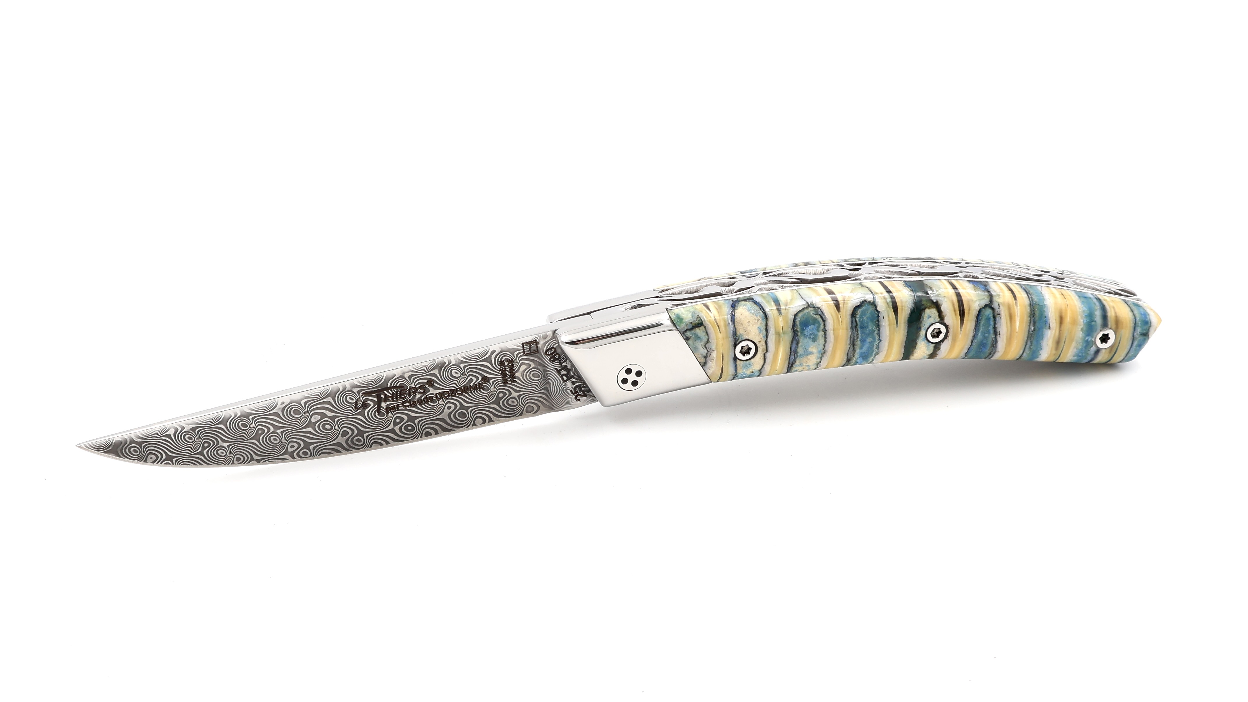 Claude DOZORME Thiers RLT L'ATELIER Mammutbackenzahn blau Damastklinge 