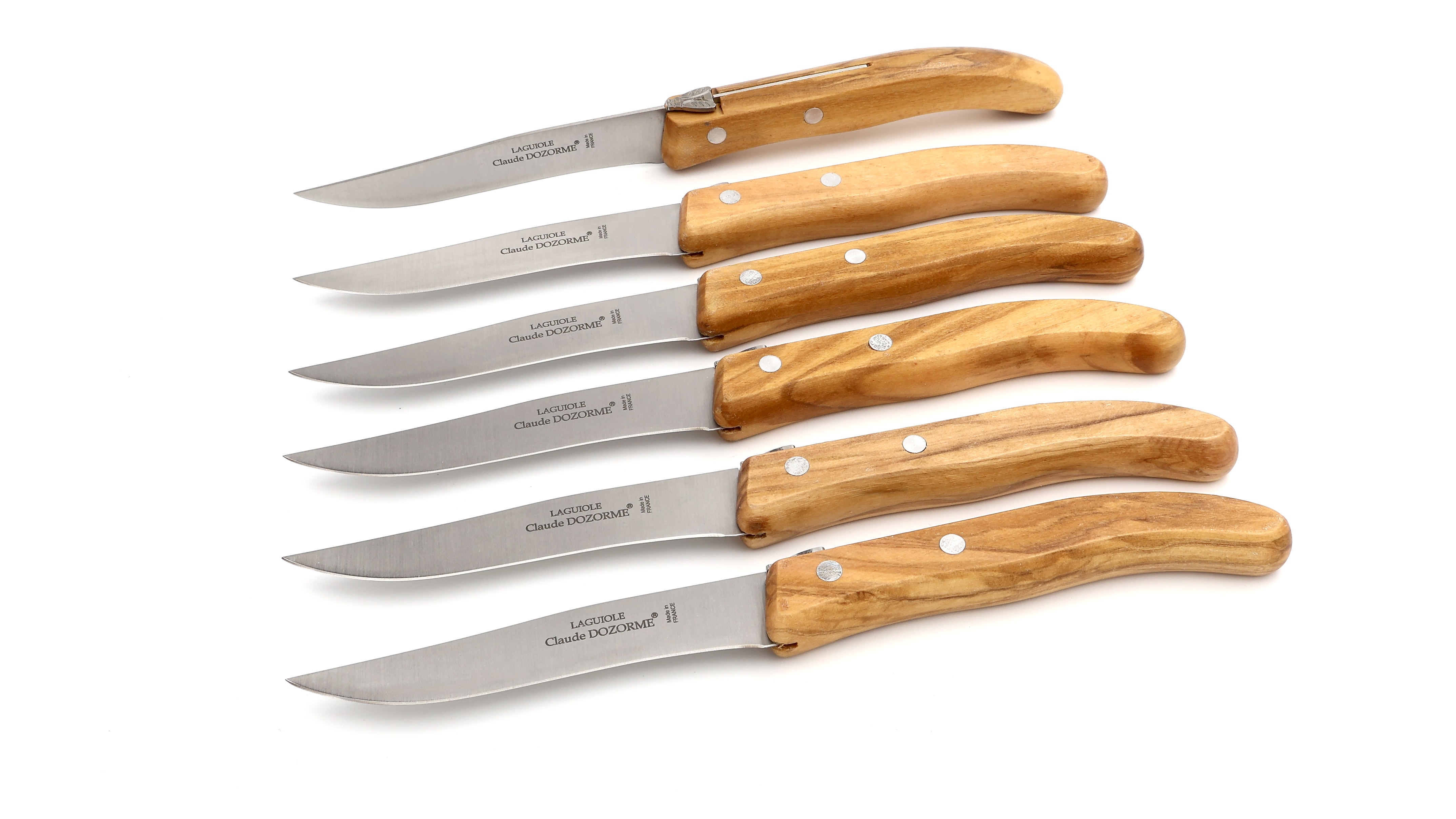 Claude DOZORME Piano Laguiole Steakmesser Set 6-tlg. Olive