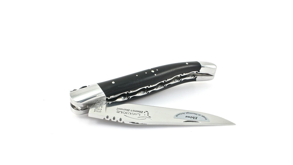 Honoré Durand Laguiole knife Prestige doubleplates Ebony shiny 14C28 12 cm