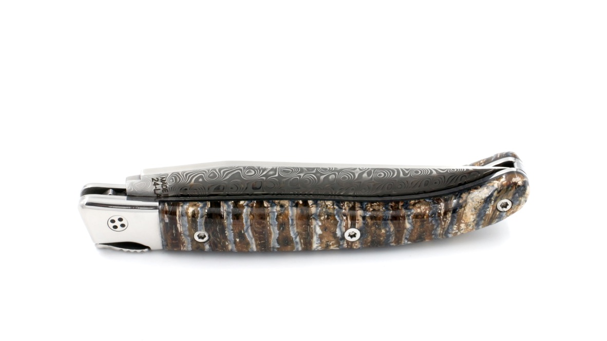 Claude DOZORME Laguiole Messer LUX Mammutbackenzahn 12 cm Damastklinge