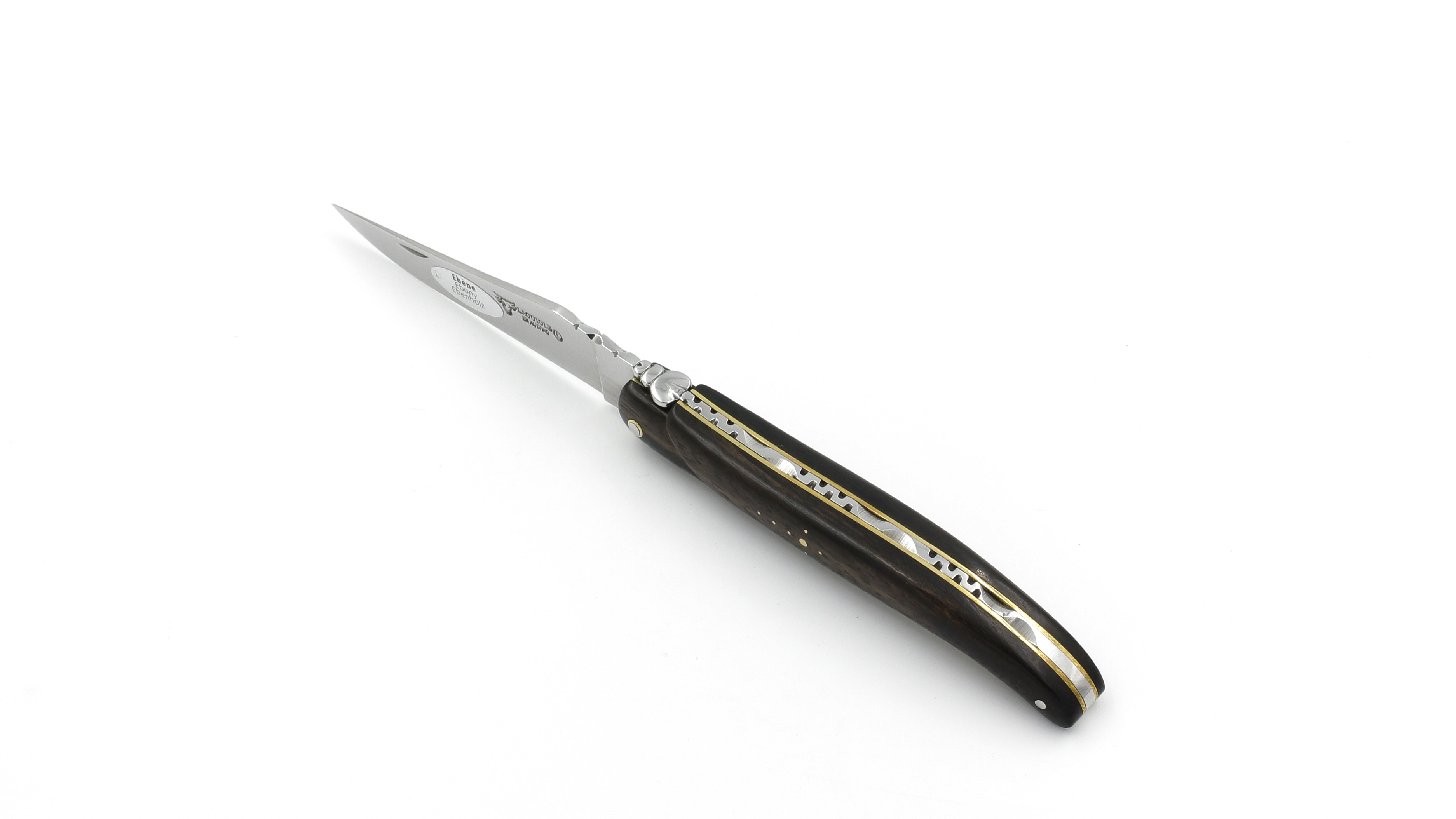 Laguiole en Aubrac Ebenholz massiver Griff Messingplatine 12 cm