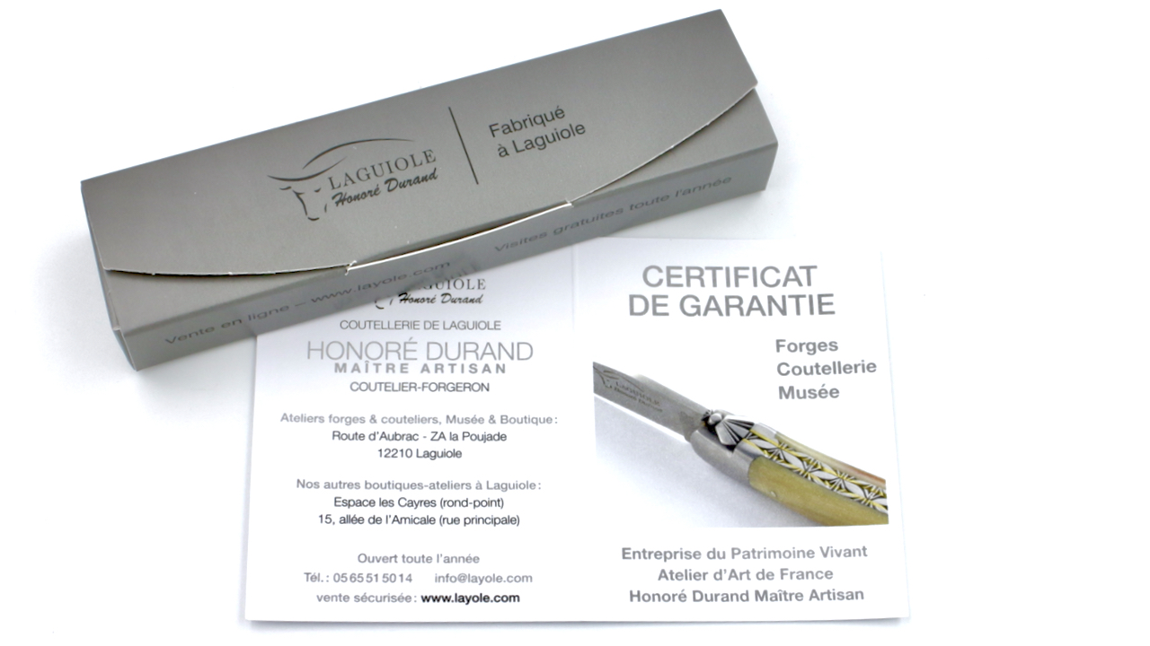 Honoré Durand Laguiole Knife Prestige ebony shiny 12 cm