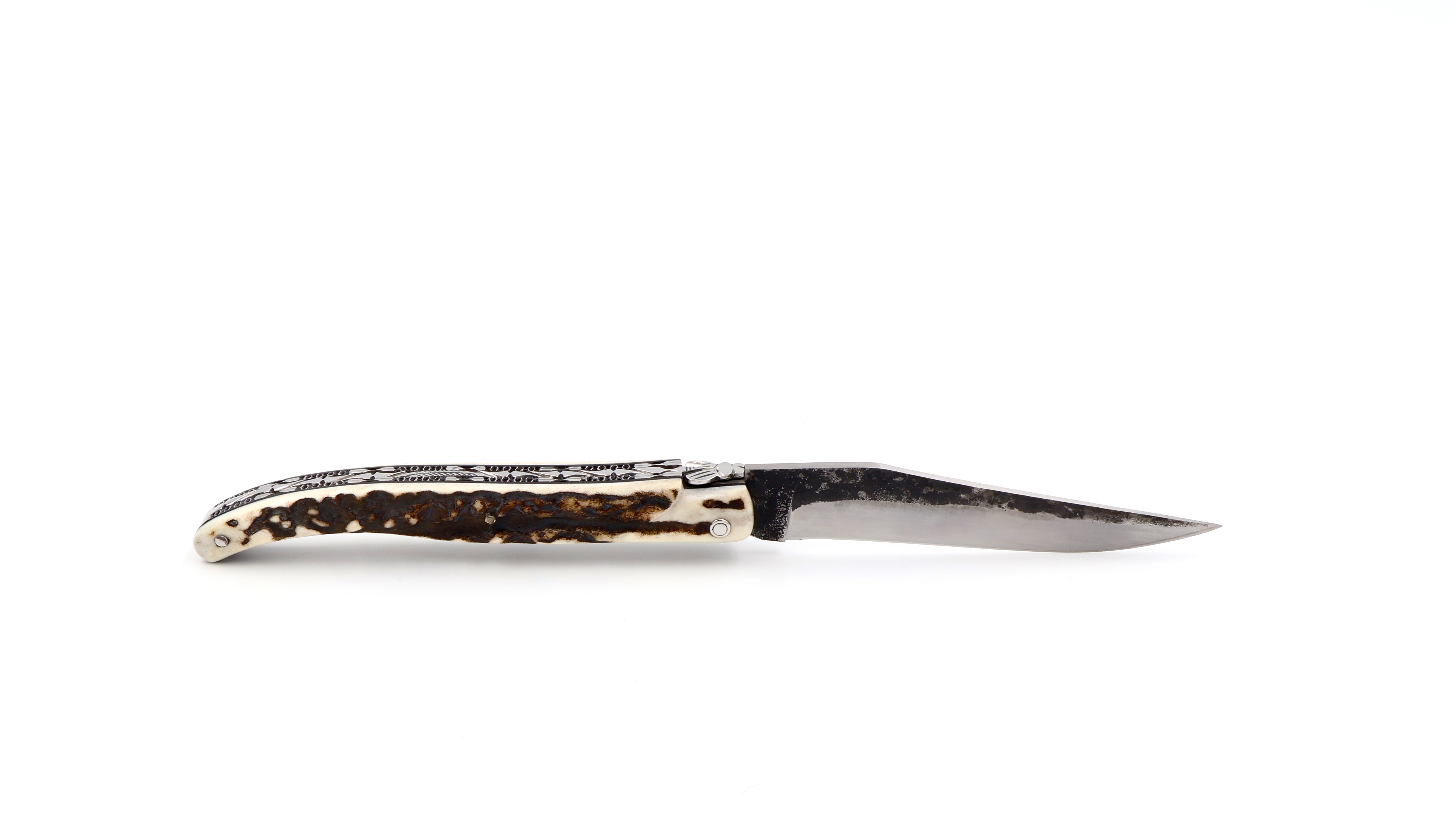 Laguiole en Aubrac Brut de Forge Hirschhorn massiv Doppelplatine 12 cm