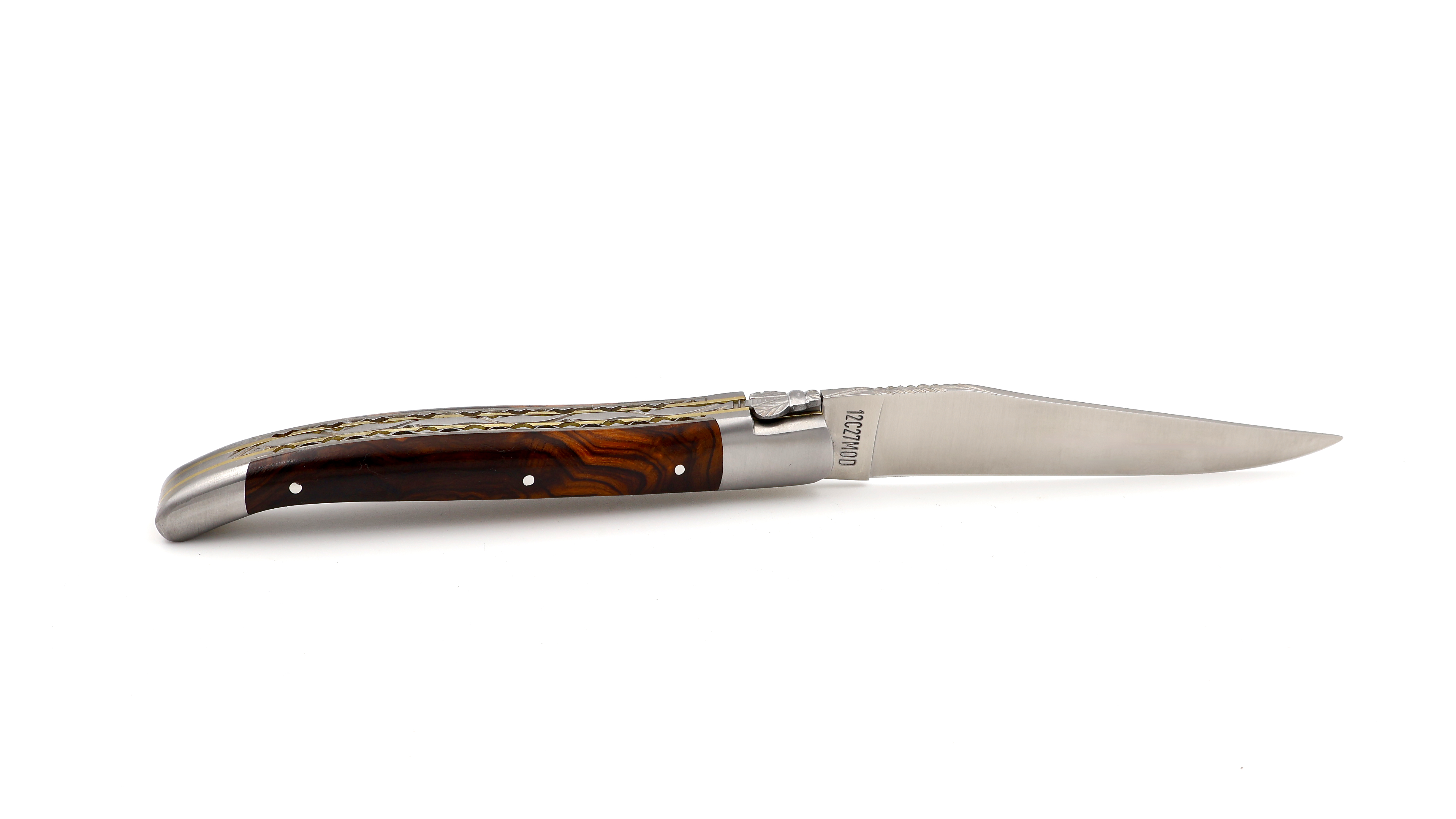 Laguiole en Aubrac doubleplate knife Ironwood brass 12 cm