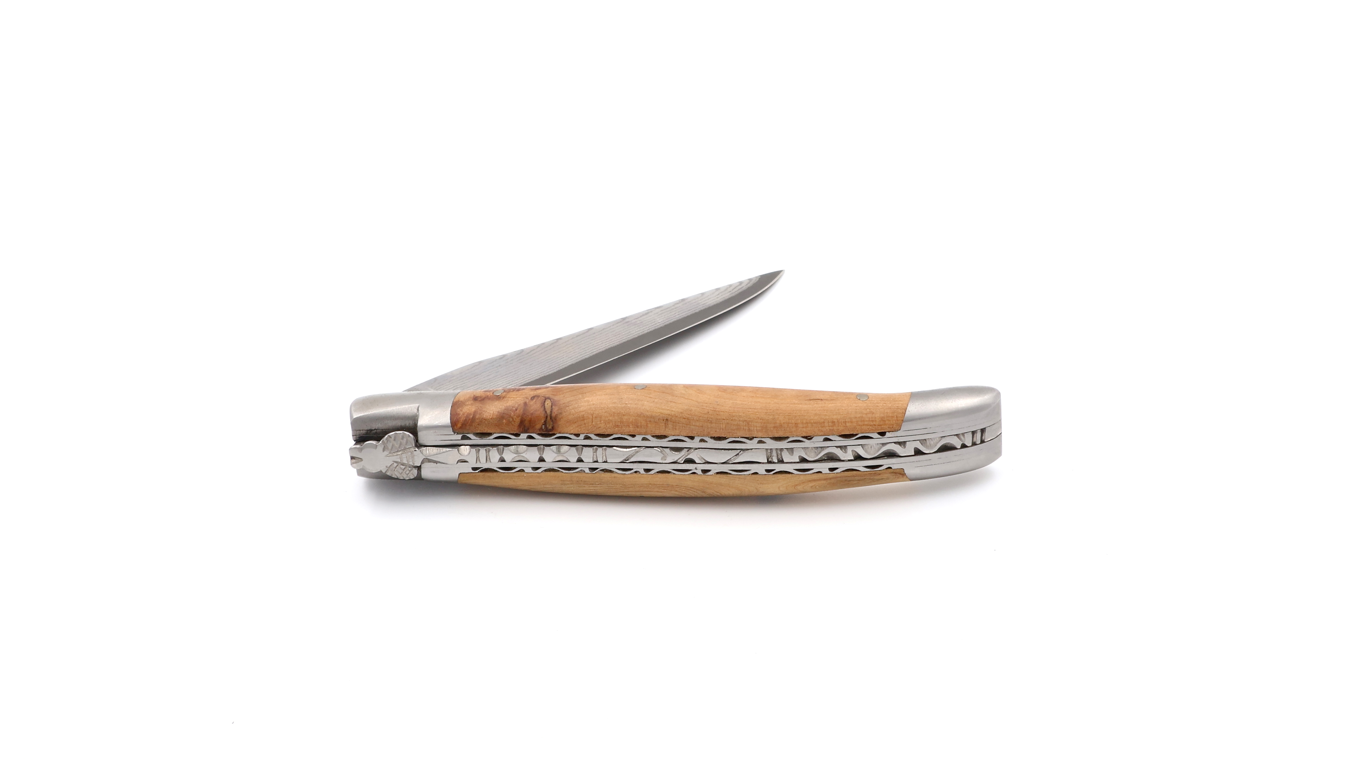 Laguiole en Aubrac jap. Damastklinge Wacholder Doppelplatine 12 cm