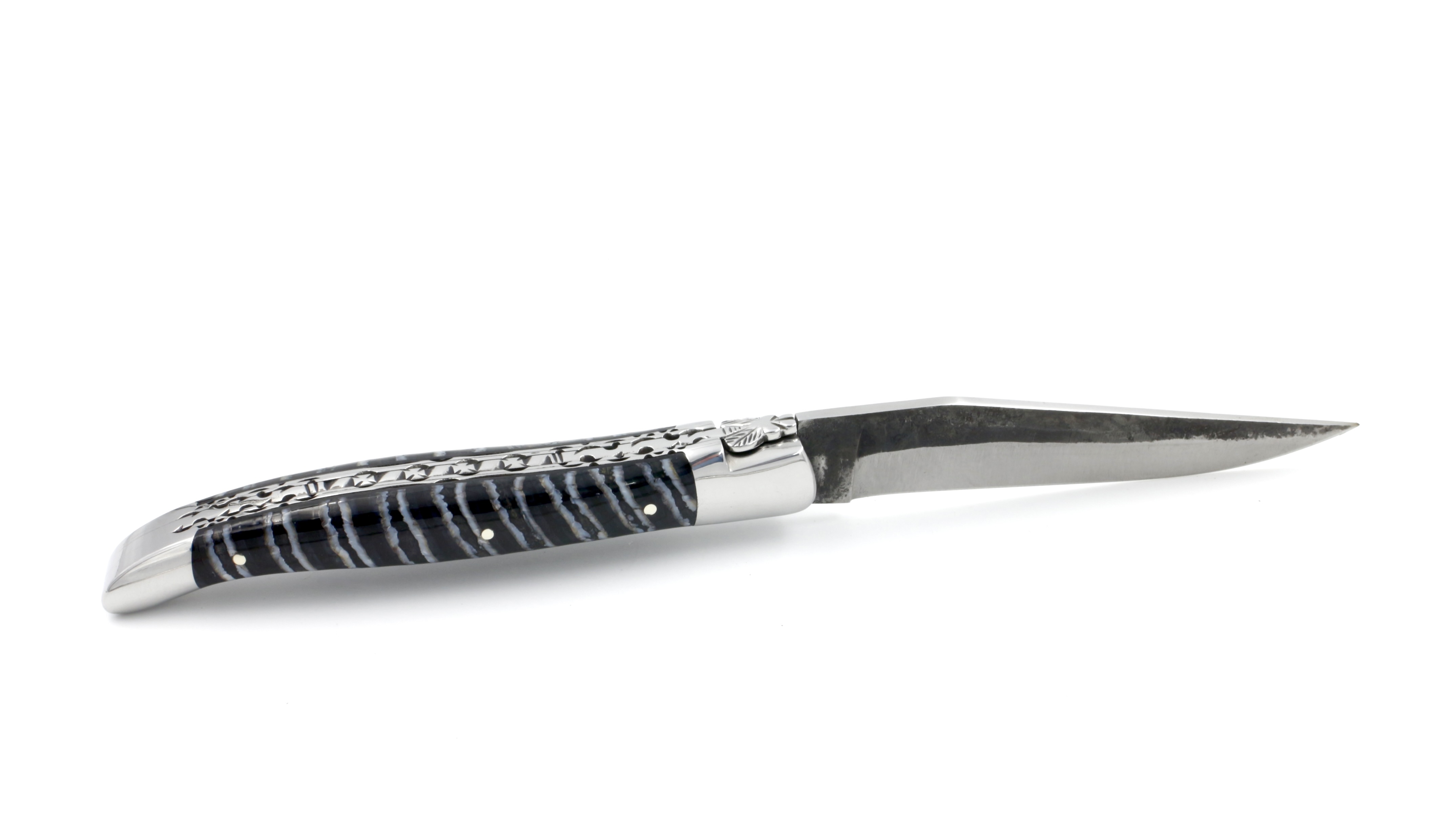 Laguiole en Aubrac Brut de Forge Mammutbackenzahn blau  Doppelplatine 12 cm