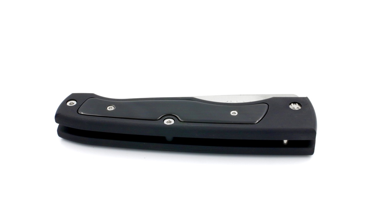 Saladini knife bushcraft pocket knife anidized aluminium and buffalohorn inlay