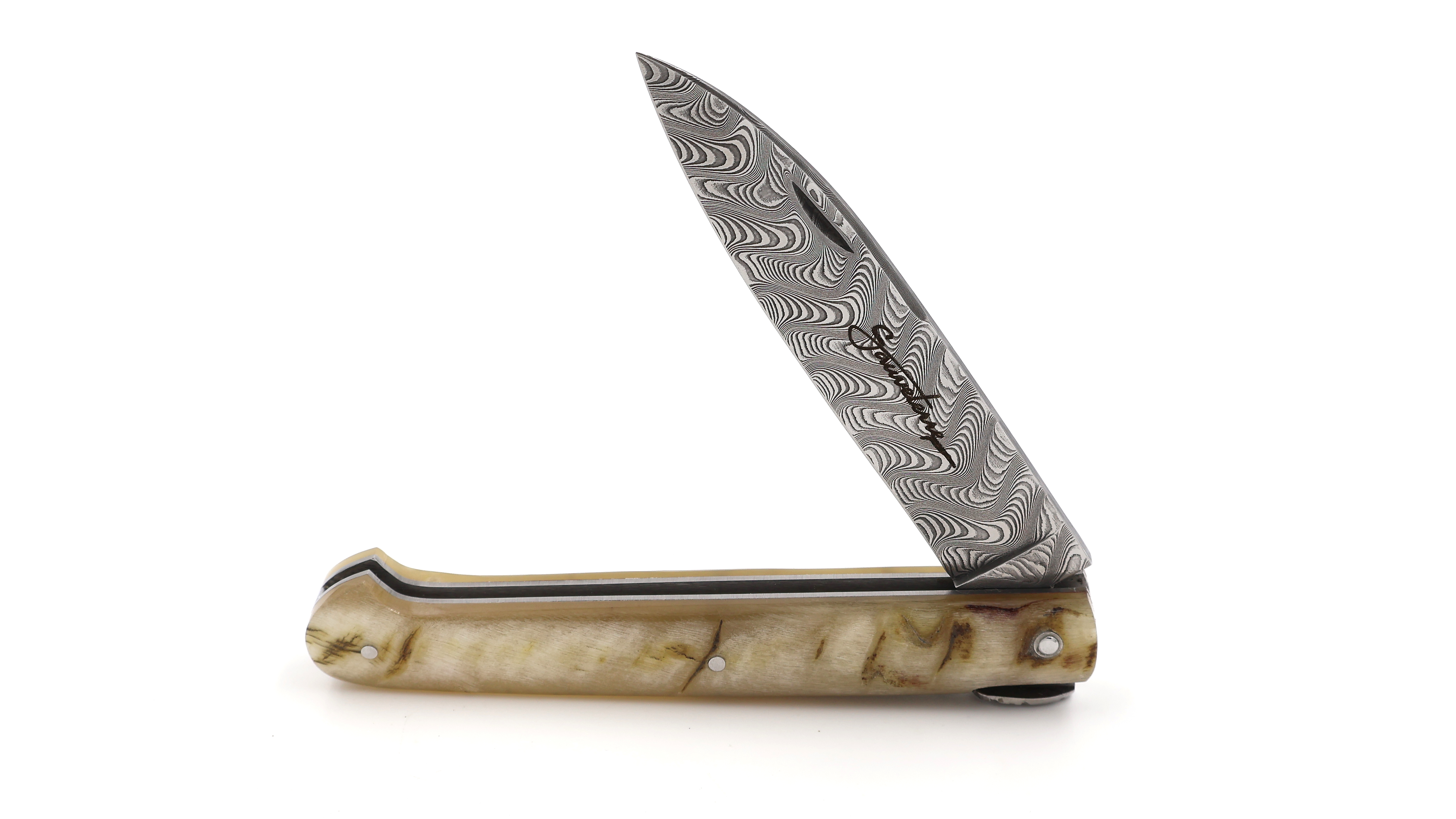 Sauveterre Messer Damast Widder massiv guillochiert 11 cm