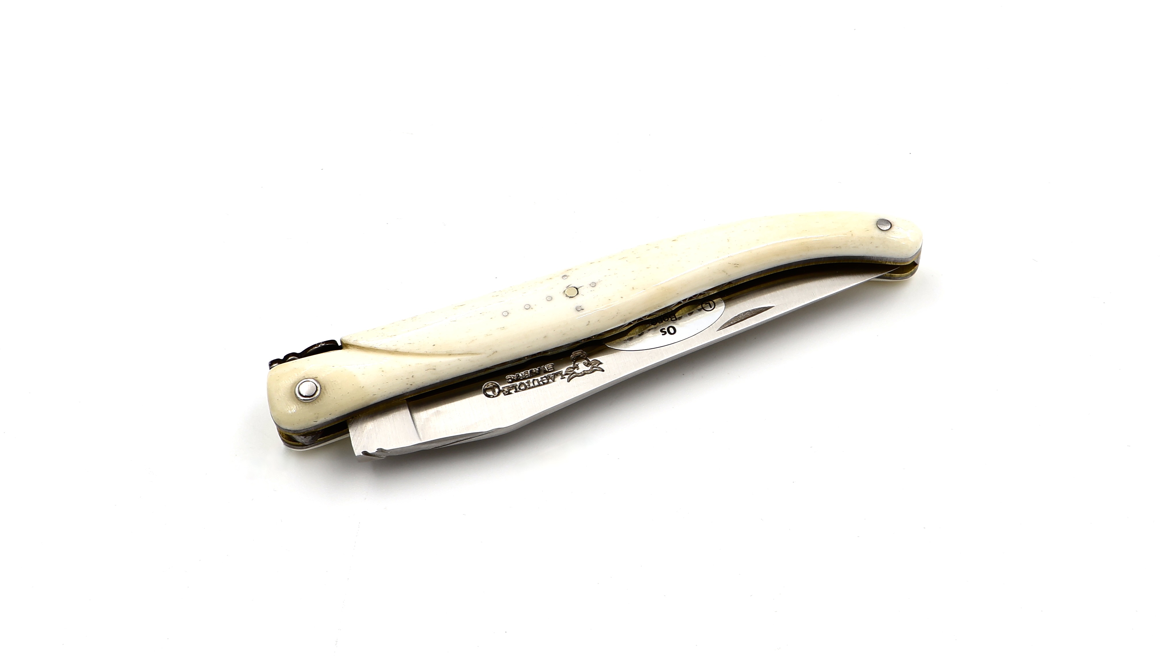 Laguiole en Aubrac Knochen massiv Messingplatine Doppelplatine 12 cm