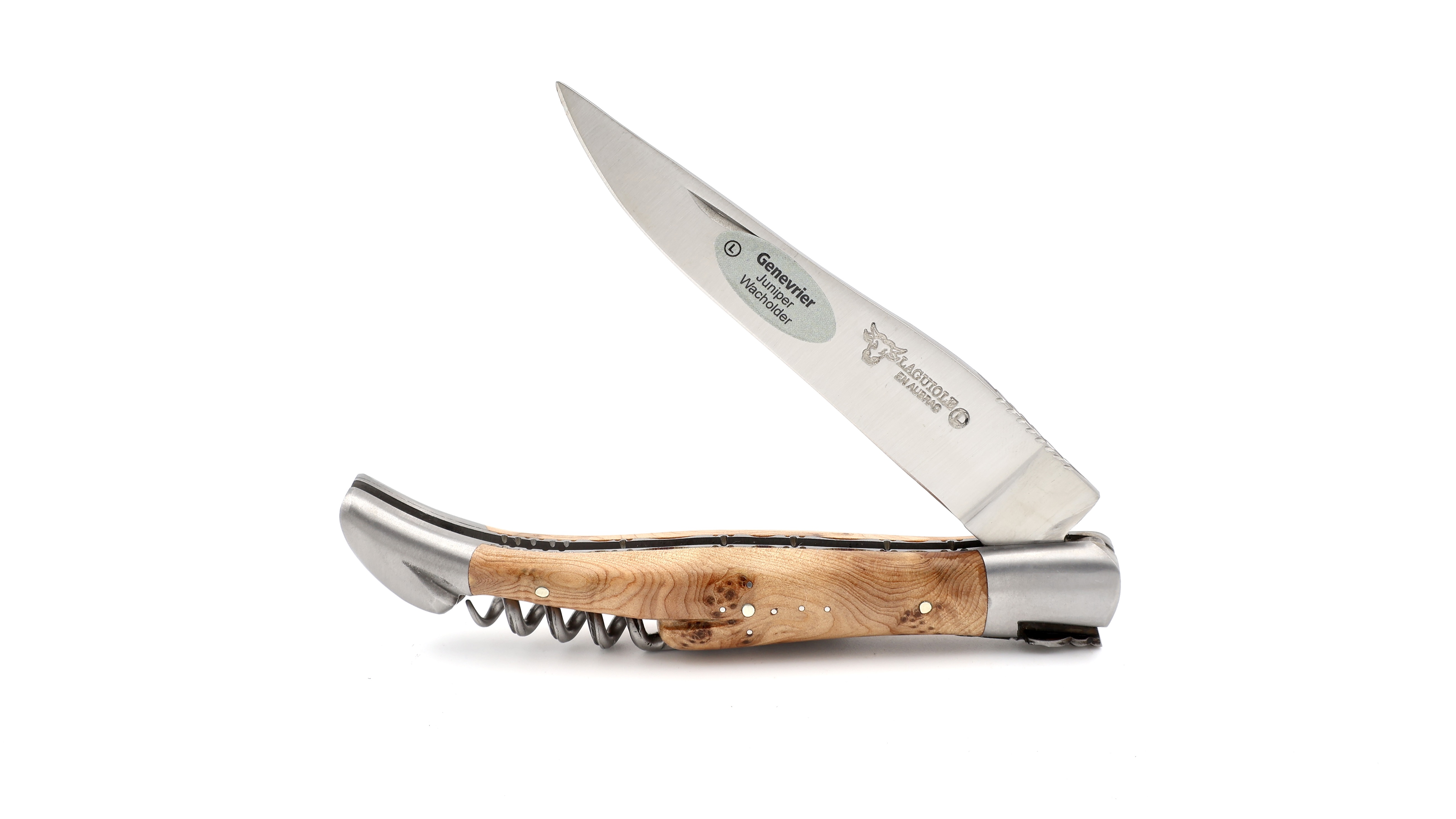 Laguiole en Aubrac Wacholder mit Korkenzieher guillochiert 12 cm