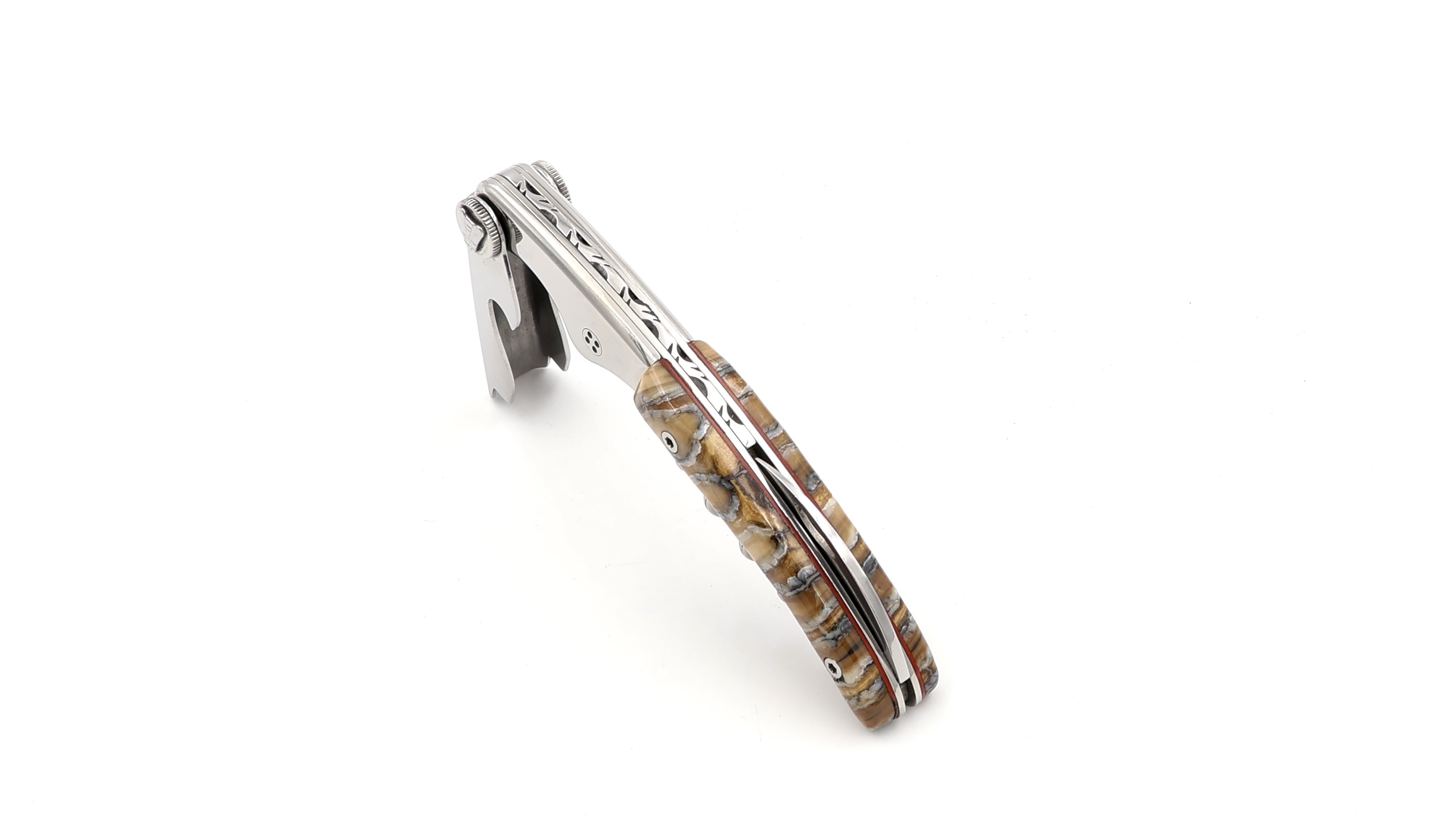 Claude DOZORME CLOS Laguiole Sommeliermesser Mammutbackenzahn beige