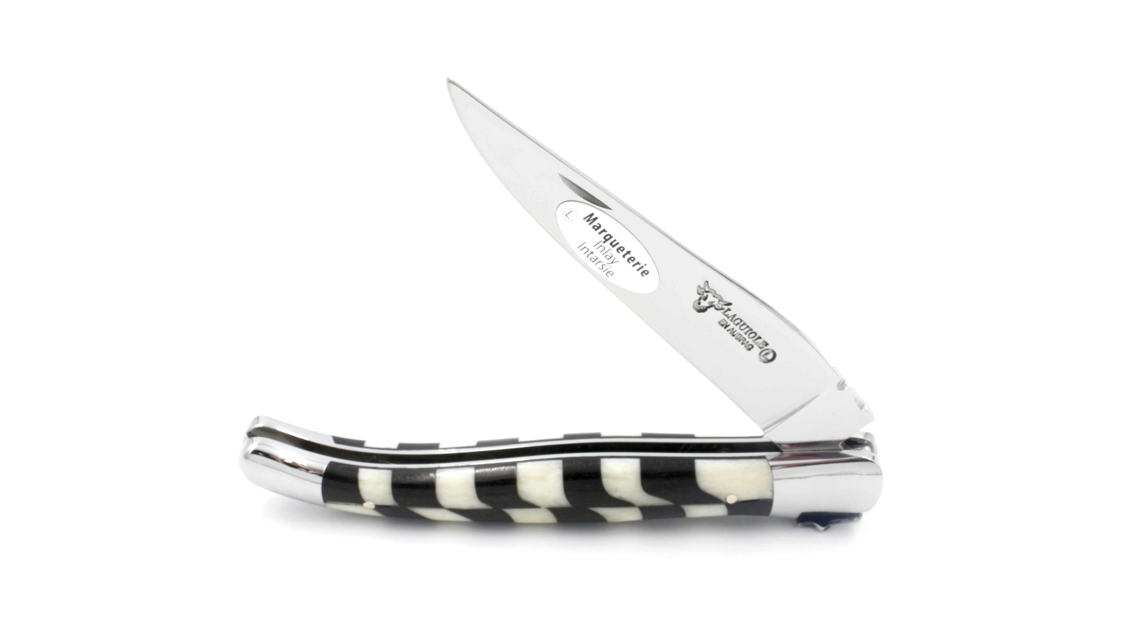 Laguiole en Aubrac freemason cow bone onto Ebony 12 cm