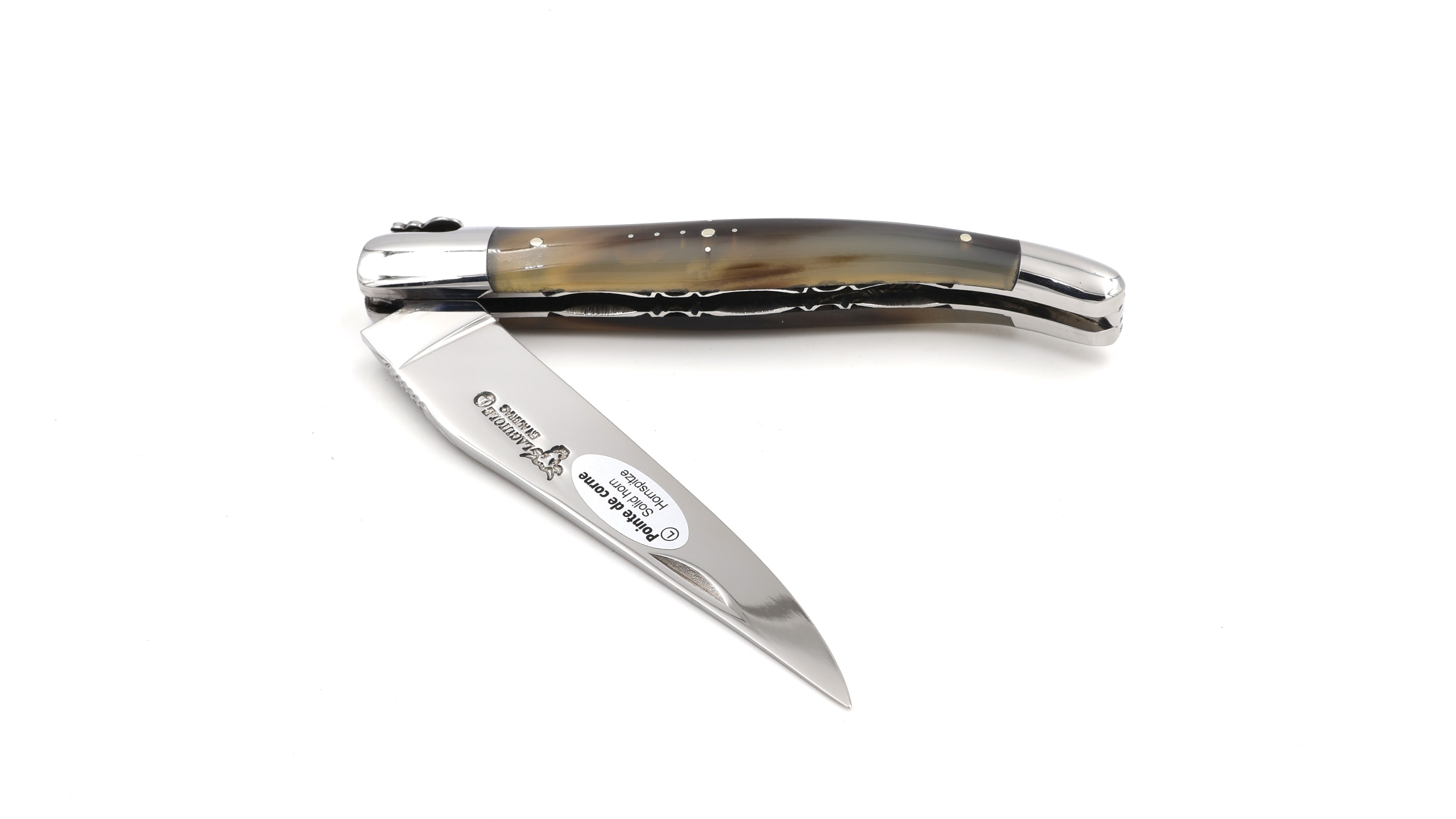 Laguiole en Aubrac guillochierte Platine Hornspitze 12 cm