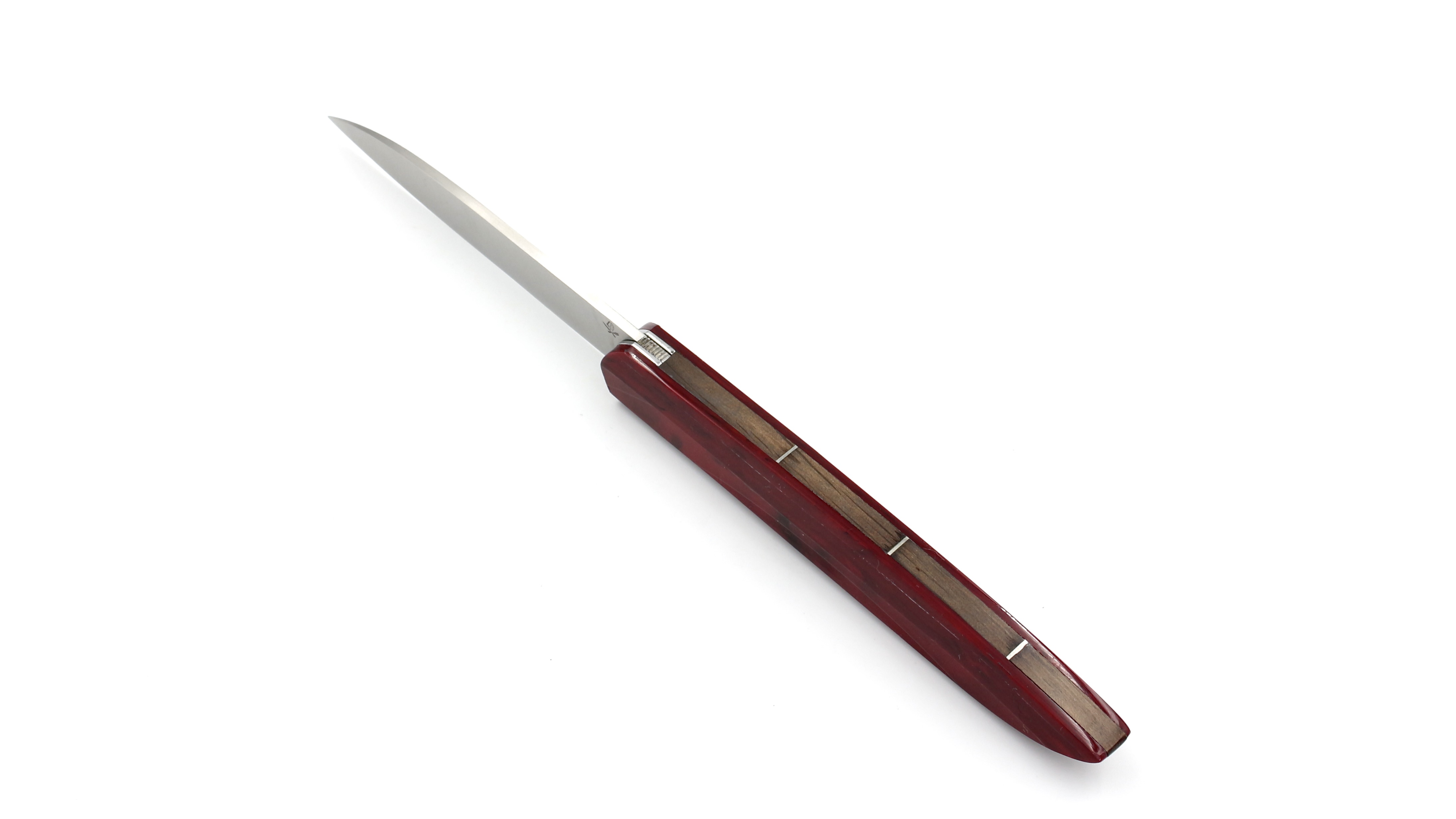 Roland LANNIER folding knife Why so serious? More Rock n Roll special edition marbeled red