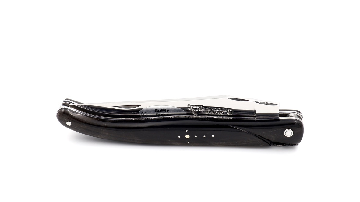 Laguiole en Aubrac double plates knife full handle buffalo horn 12 cm