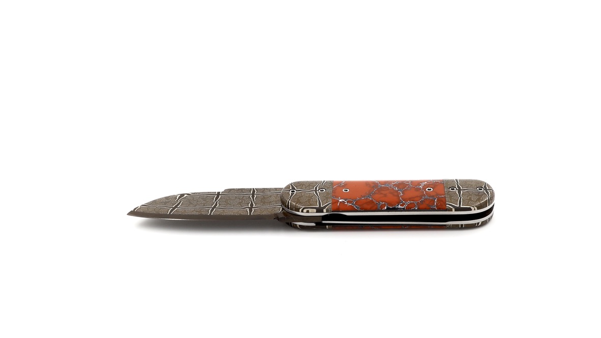 Philippe Soeuvre BULL jaspis stone damaskus blade 