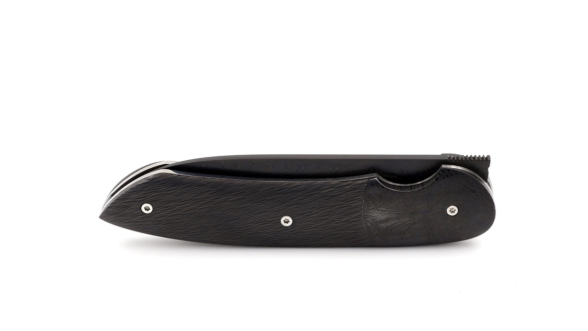 Benjamin Hée Liner-Lock knife FAT Carbon Achim Wirtz damascus 12 cm 