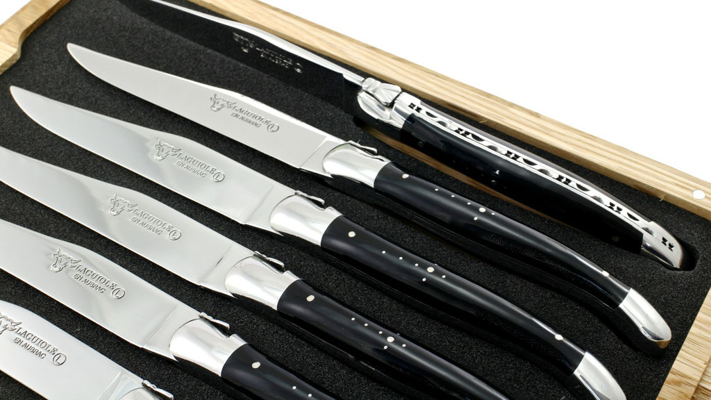 Laguiole en Aubrac Büffelhorn Laguiole Steakmesser Set