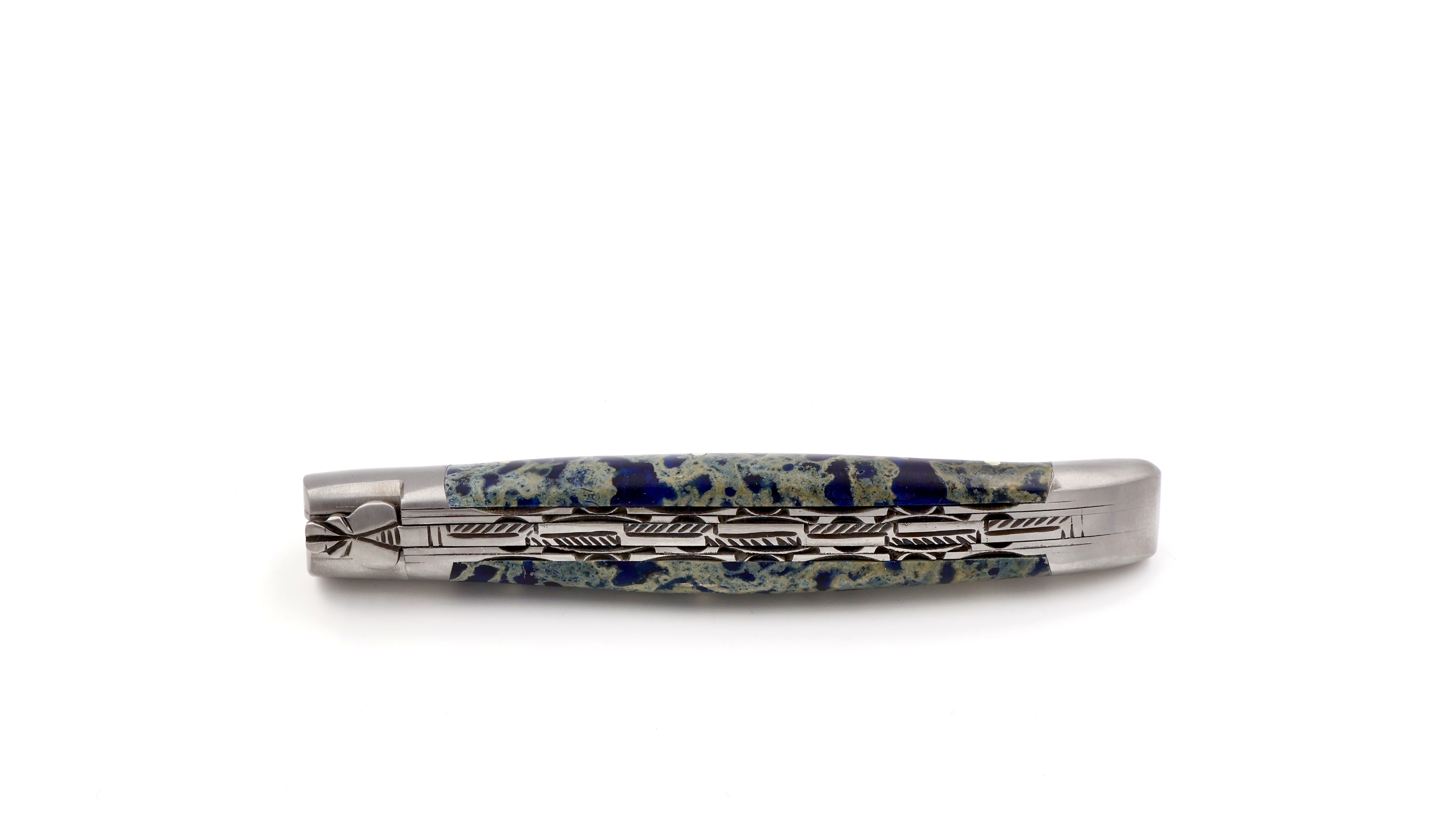 Laguiole en Aubrac blauer Lavastein Doppelplatine 12 cm