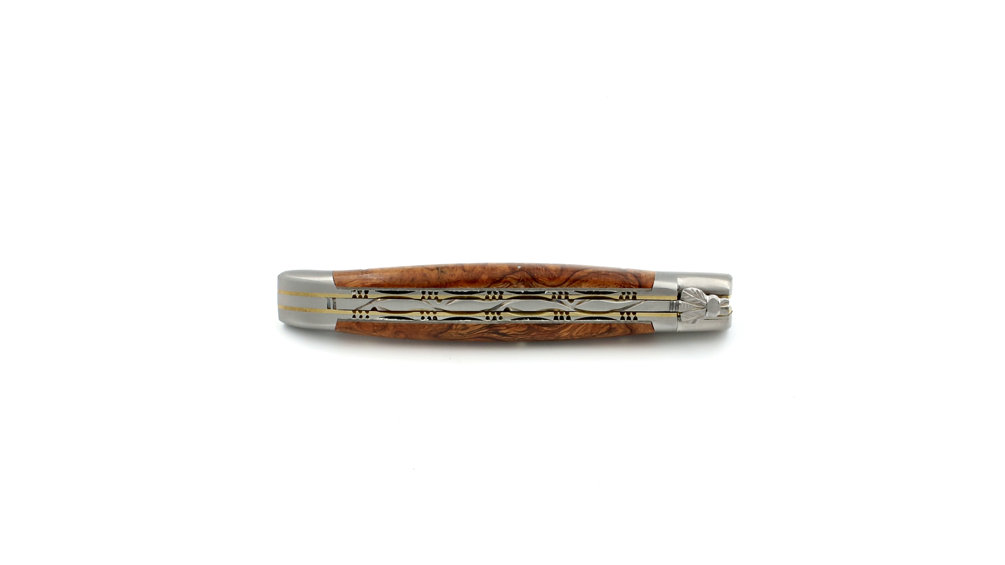 Laguiole en Aubrac doubleplate knife Ironwood brass 12 cm