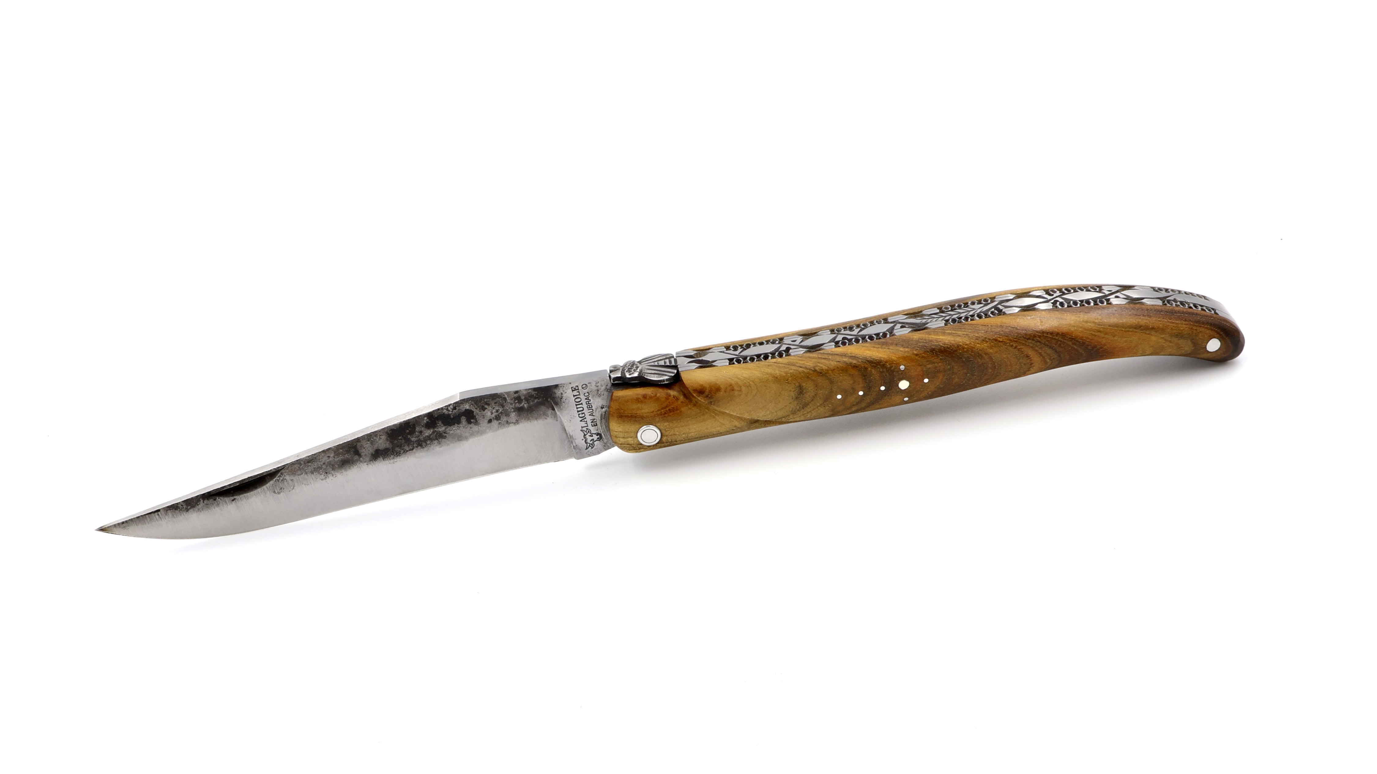 Laguiole en Aubrac Brut de Forge Pistazie massiv Doppelplatine 12 cm