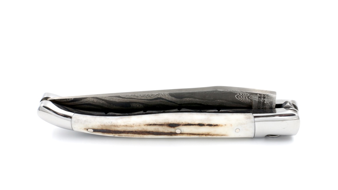 Laguiole en Aubrac doubleplate knife stag horn 12 cm Brut de Fotge blade