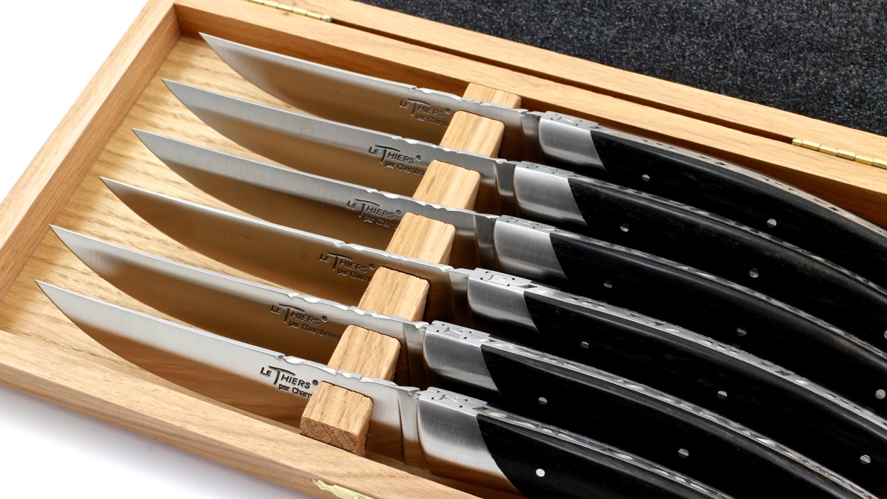 Chambriard Thiers steakknives set of 6 ebony wood