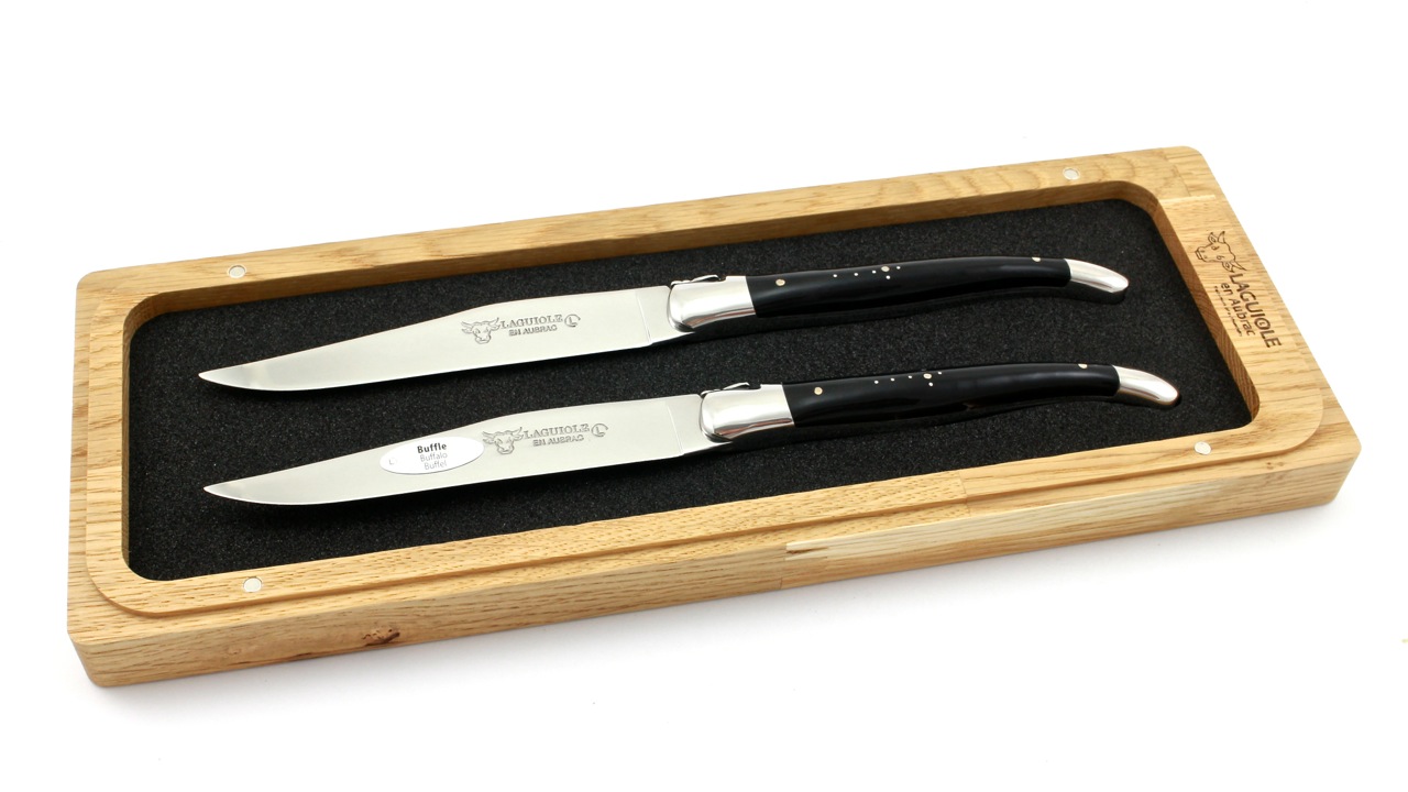 Laguiole en Aubrac Büffelhorn Laguiole Steakmesser Set