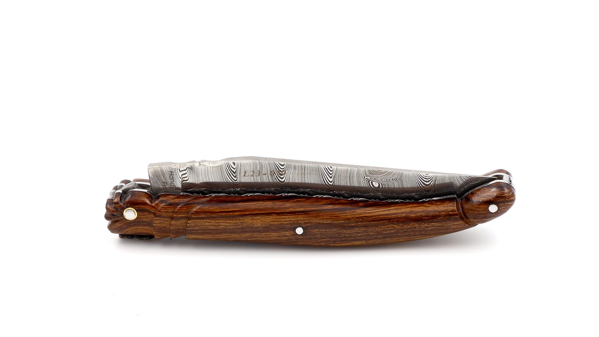 Fontenille Pataud Laguiole SCULPTURE ironwood burl damascus 12 cm