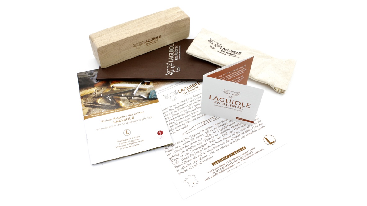 Laguiole en Aubrac Weinstock DSC® Rosendamast mit Korkenzieher Doppelplatine 12 cm 
