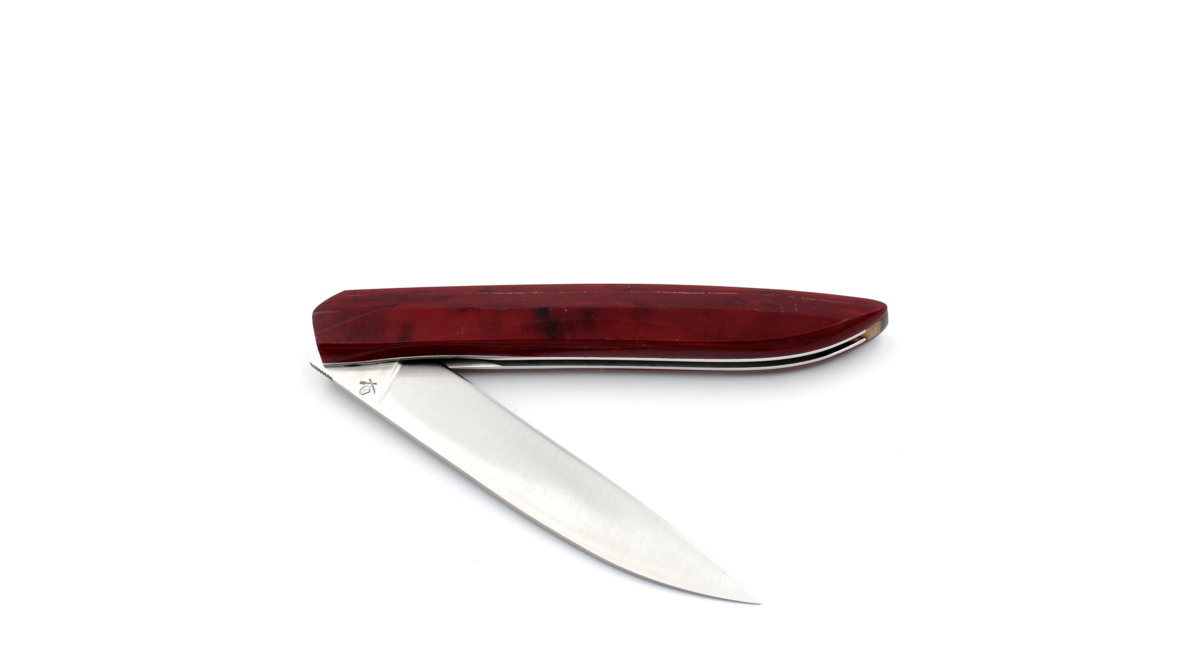 Roland LANNIER folding knife Why so serious? More Rock n Roll special edition marbeled red