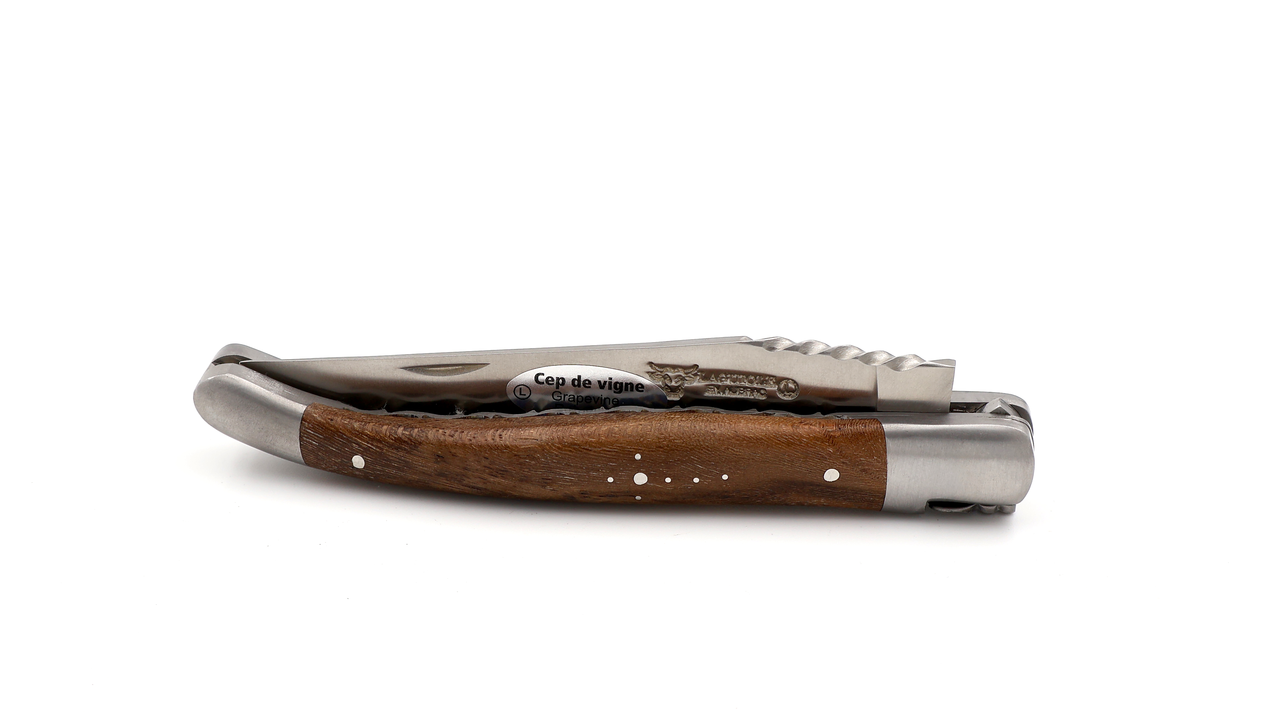 Laguiole en Aubrac doubleplate knife grapevine spiral spring 12 cm