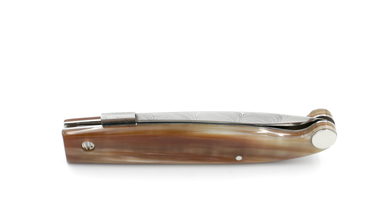 Saladini knife TRE PIANELLE horn tip damascus