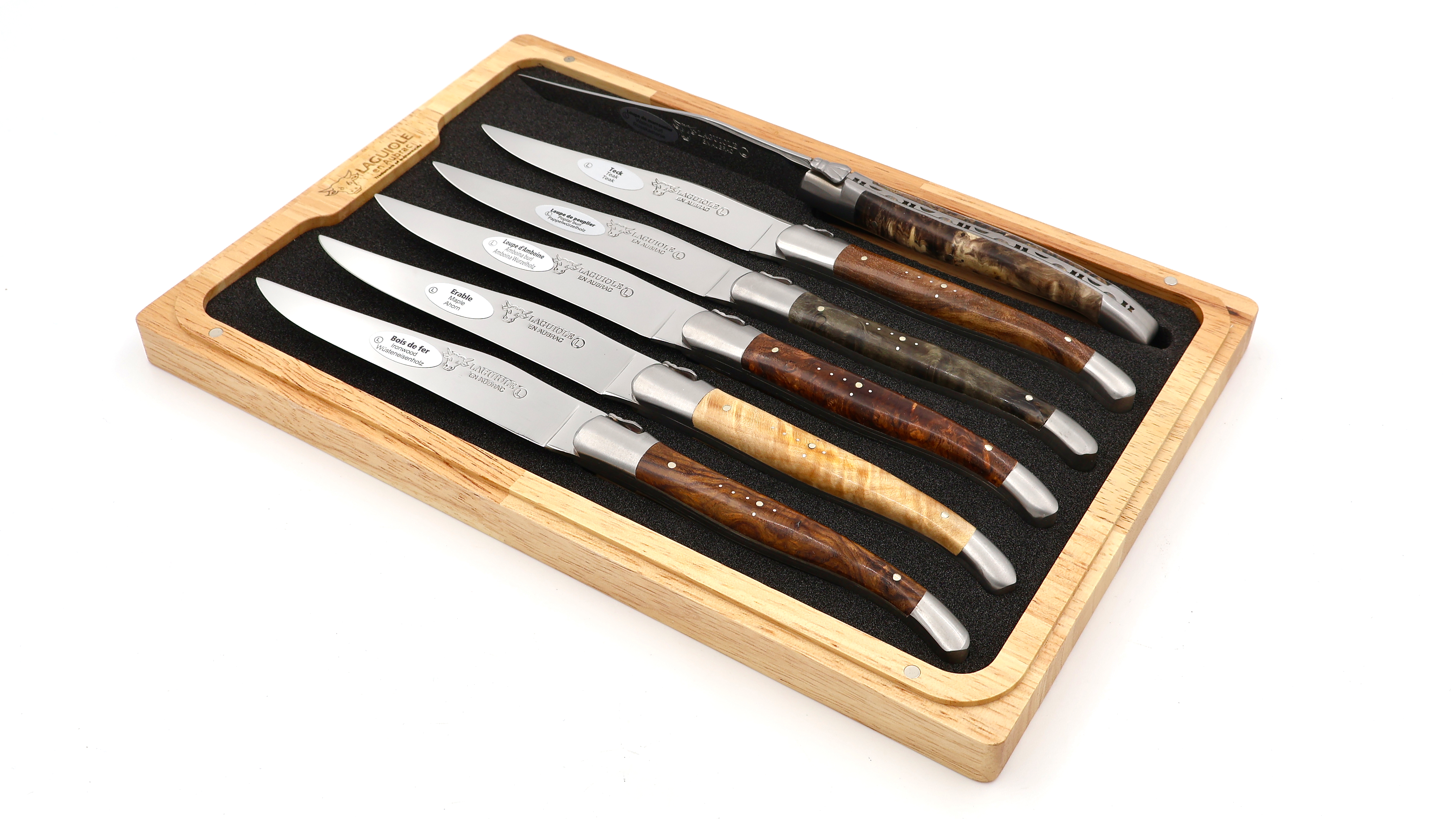 Laguiole en Aubrac steak knives set mixed root woods