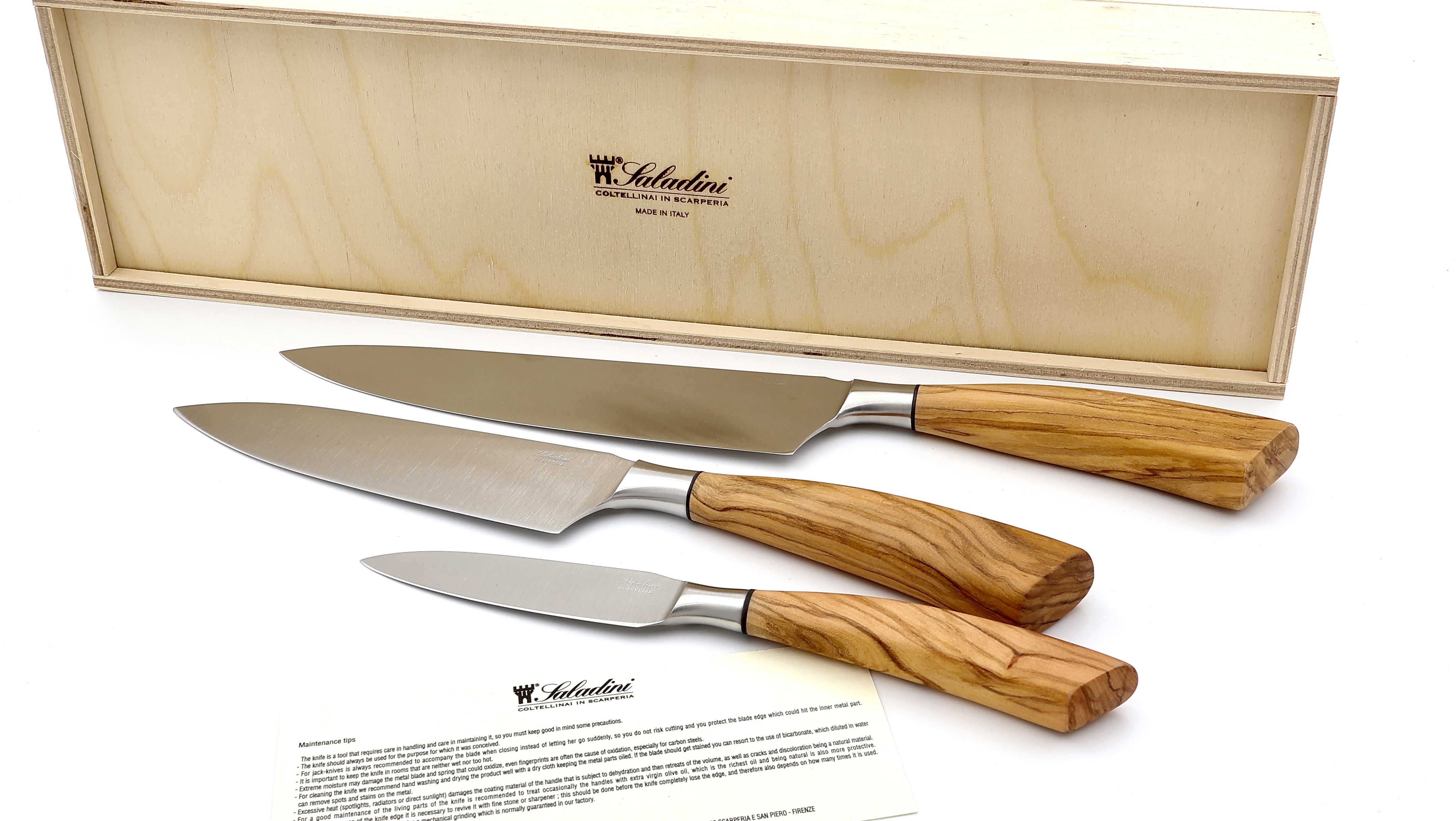 Saladini CHEF Kochmesser-Set 3-teilig Olive 