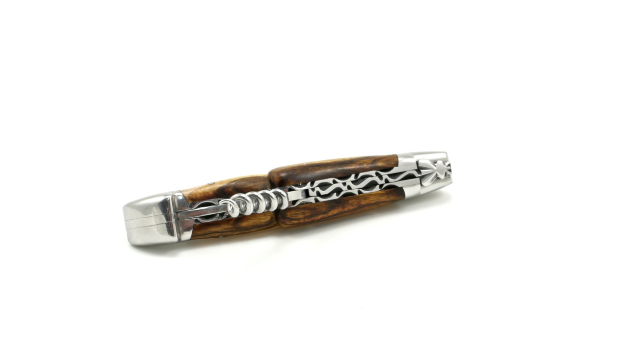 Honoré Durand Laguiole knife Prestige doubleplates with corkscrew Pistachio shiny 12 cm