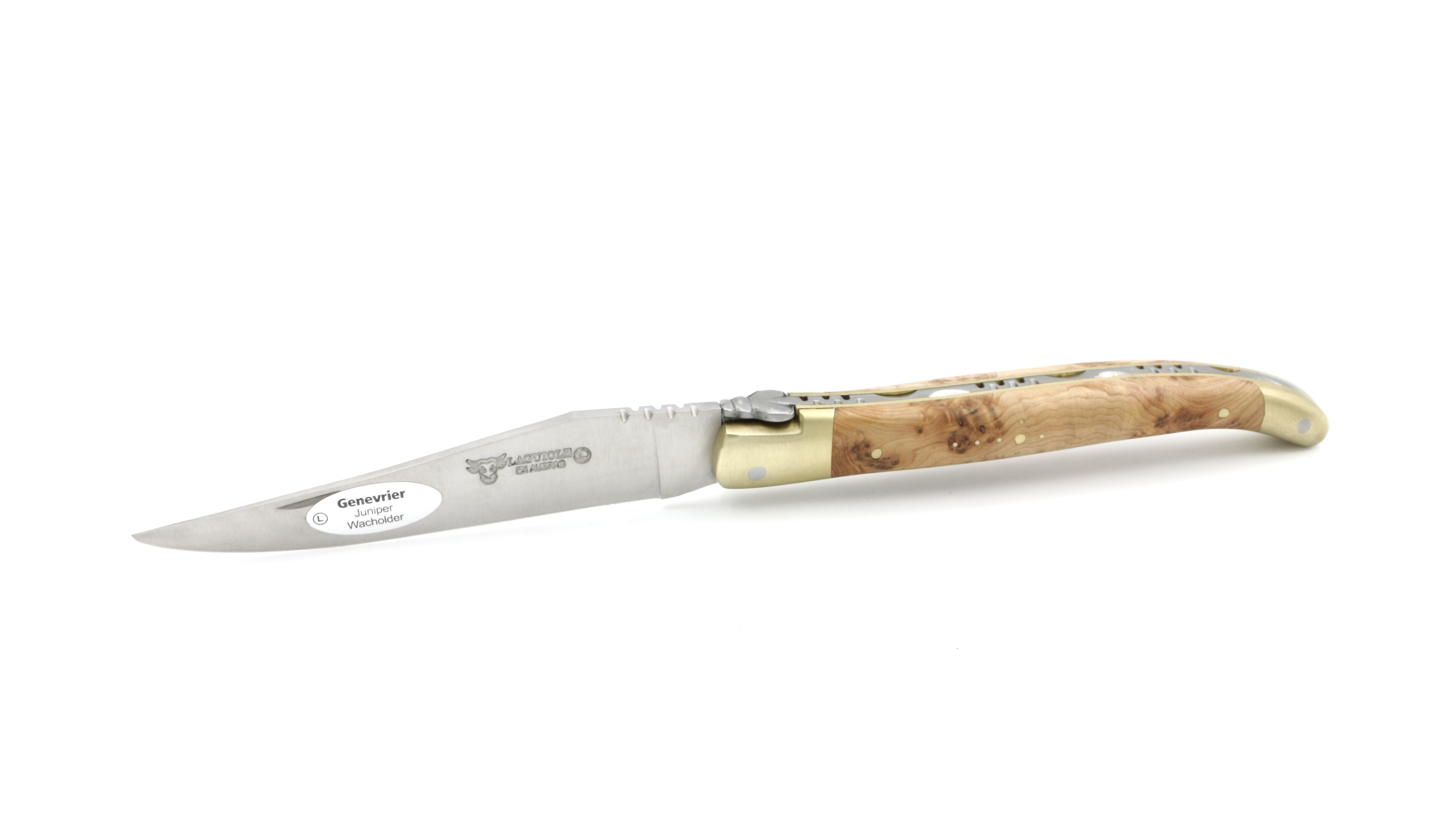 Laguiole en Aubrac Wacholder Messingbacken matt 12 cm 