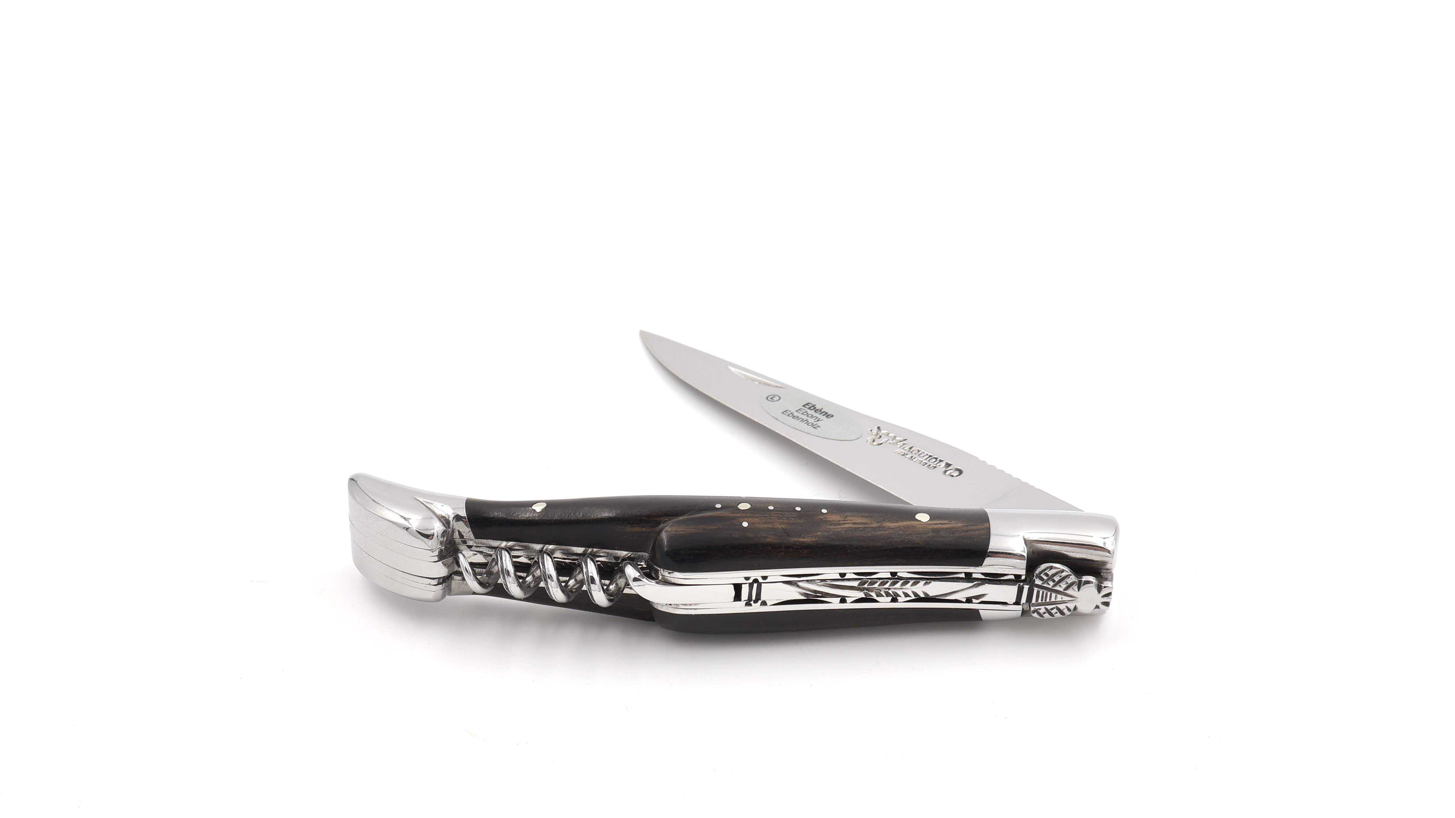 Laguiole en Aubrac Ebenholz mit Korkenzieher Doppelplatine 12 cm