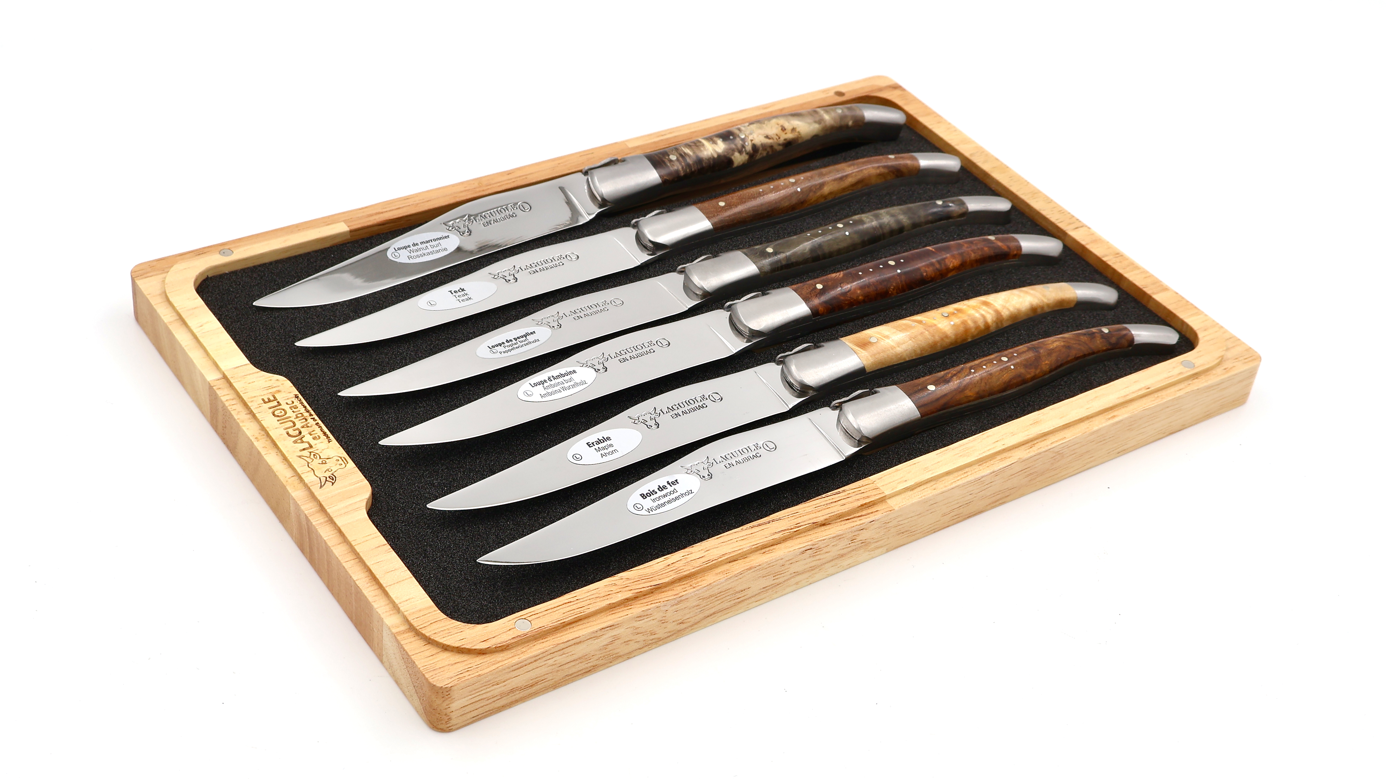 Laguiole en Aubrac steak knives set mixed root woods