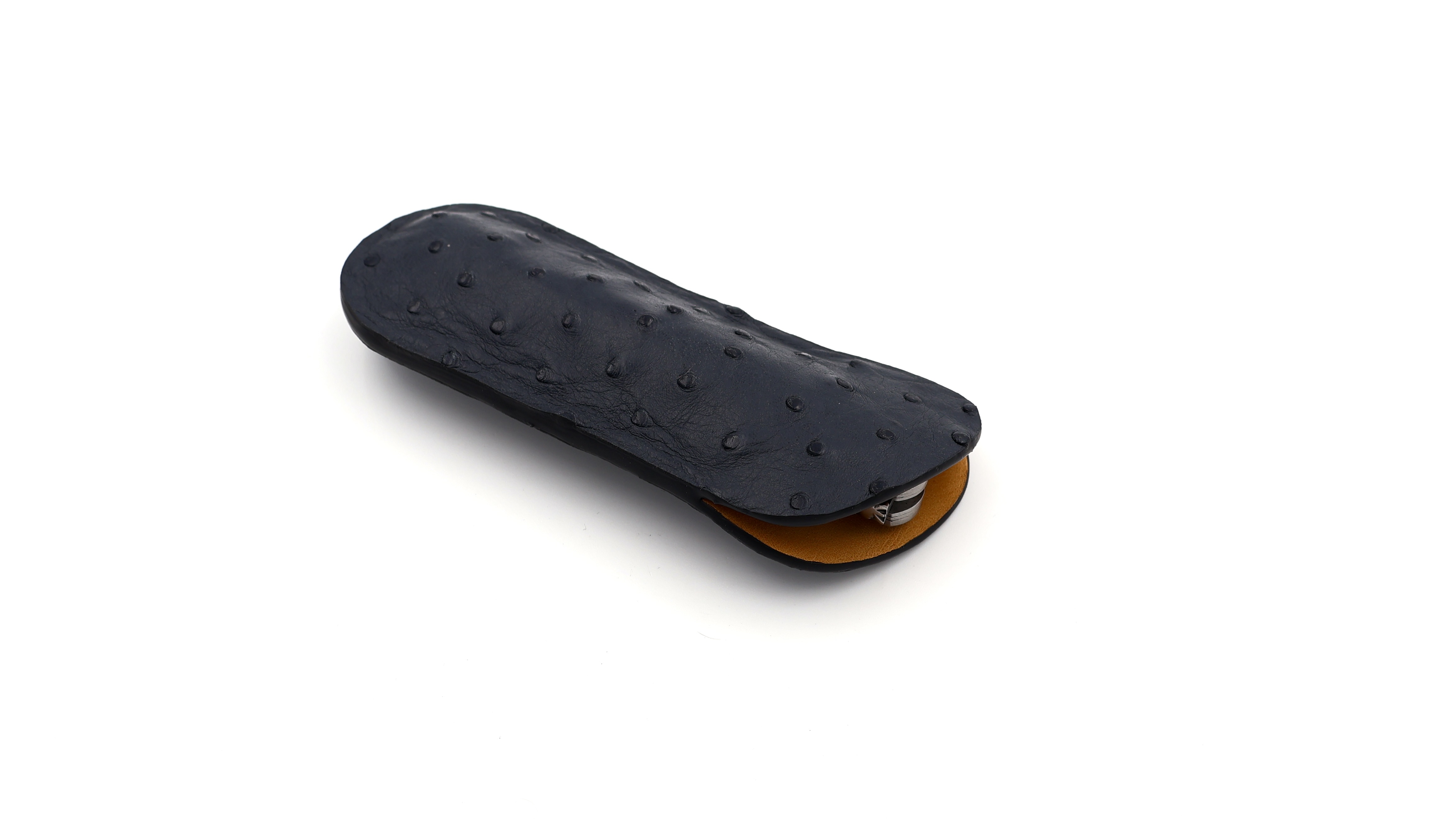 Atelier N°7 Stecketui Straussenleder dunkles blaugrau 14 cm   