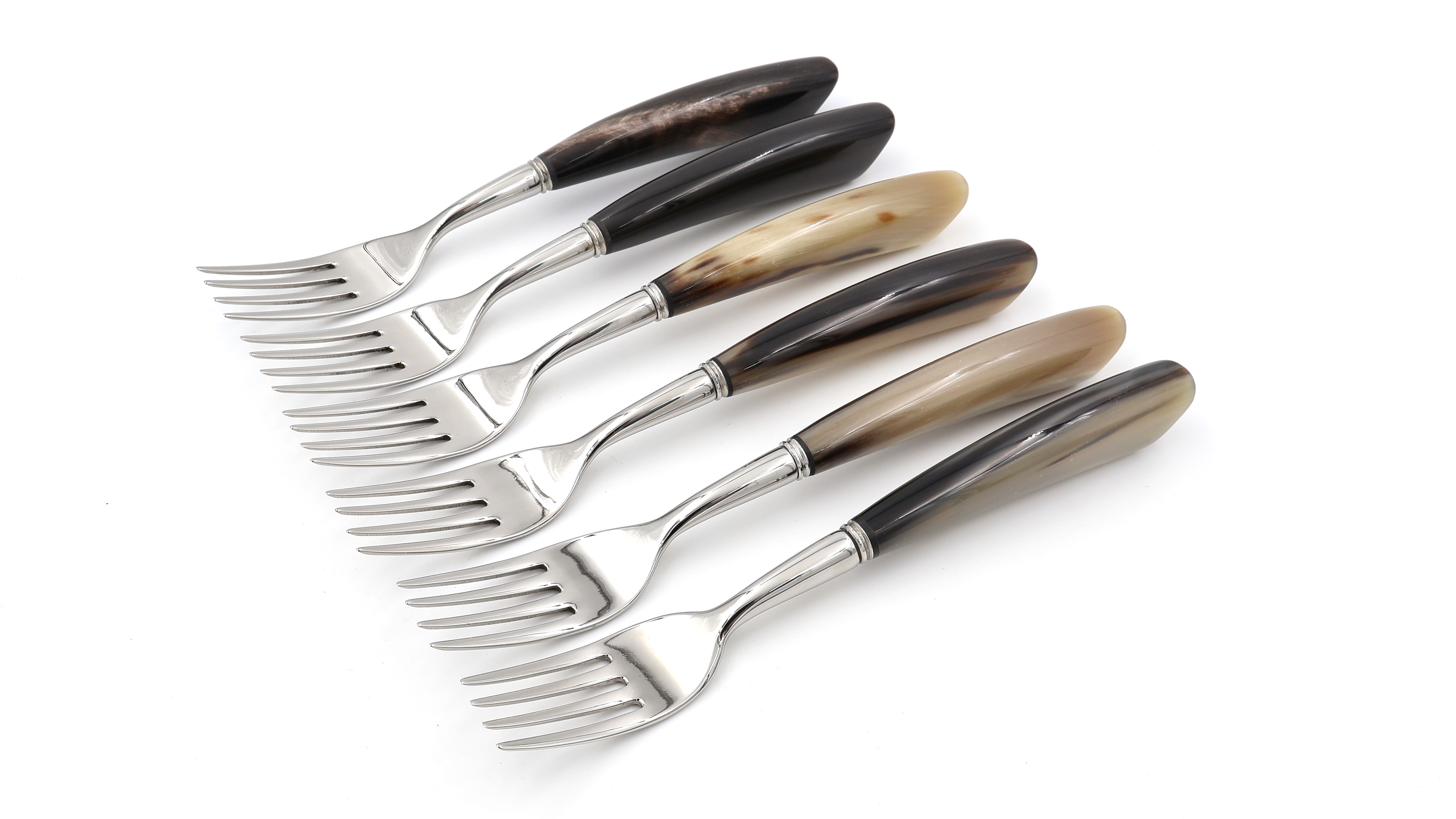Saladini Steak Gabel Set 6-tlg. Hornspitze dunkel
