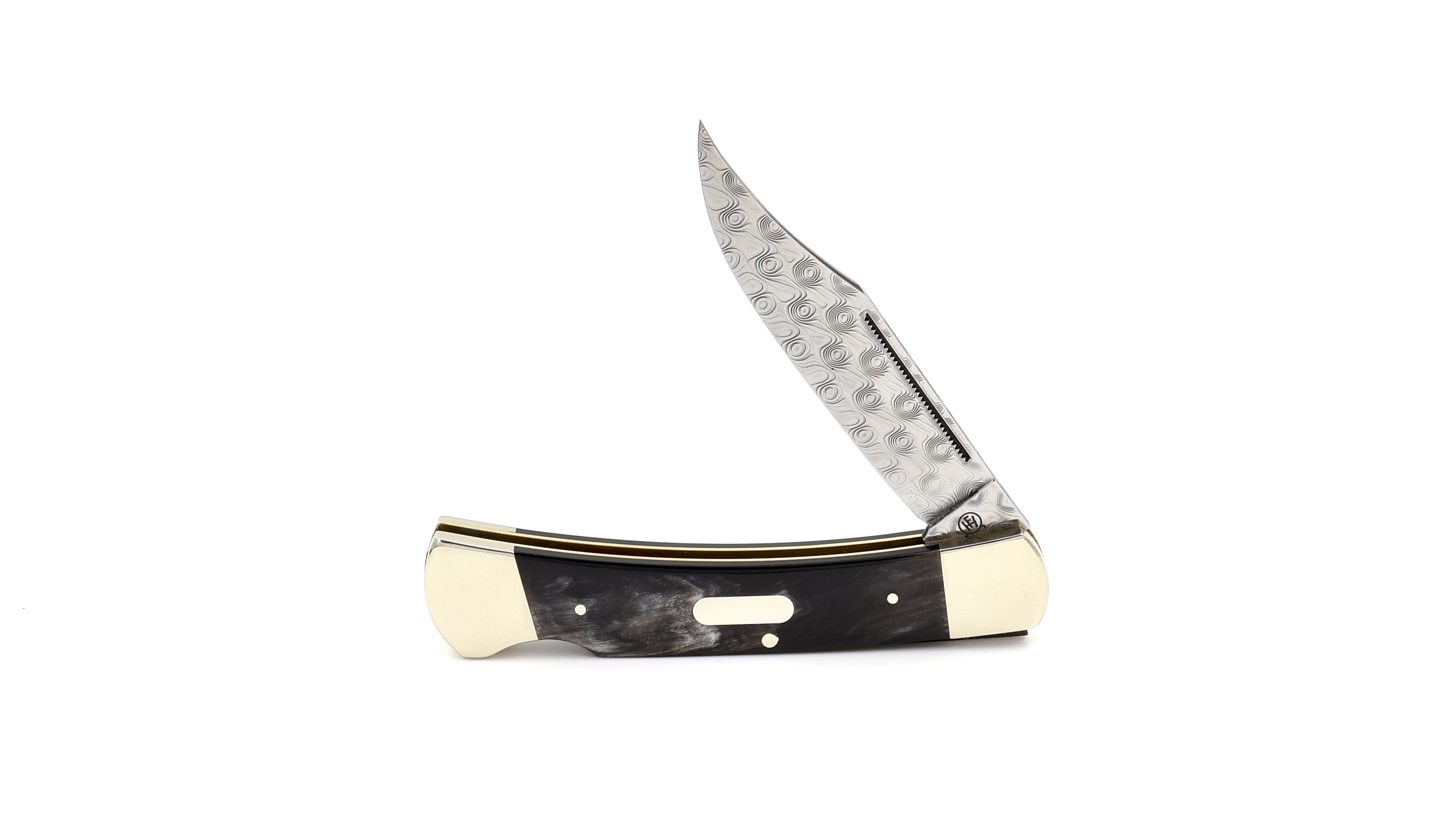 Hartkopf Solingen folding knife horntip damascus