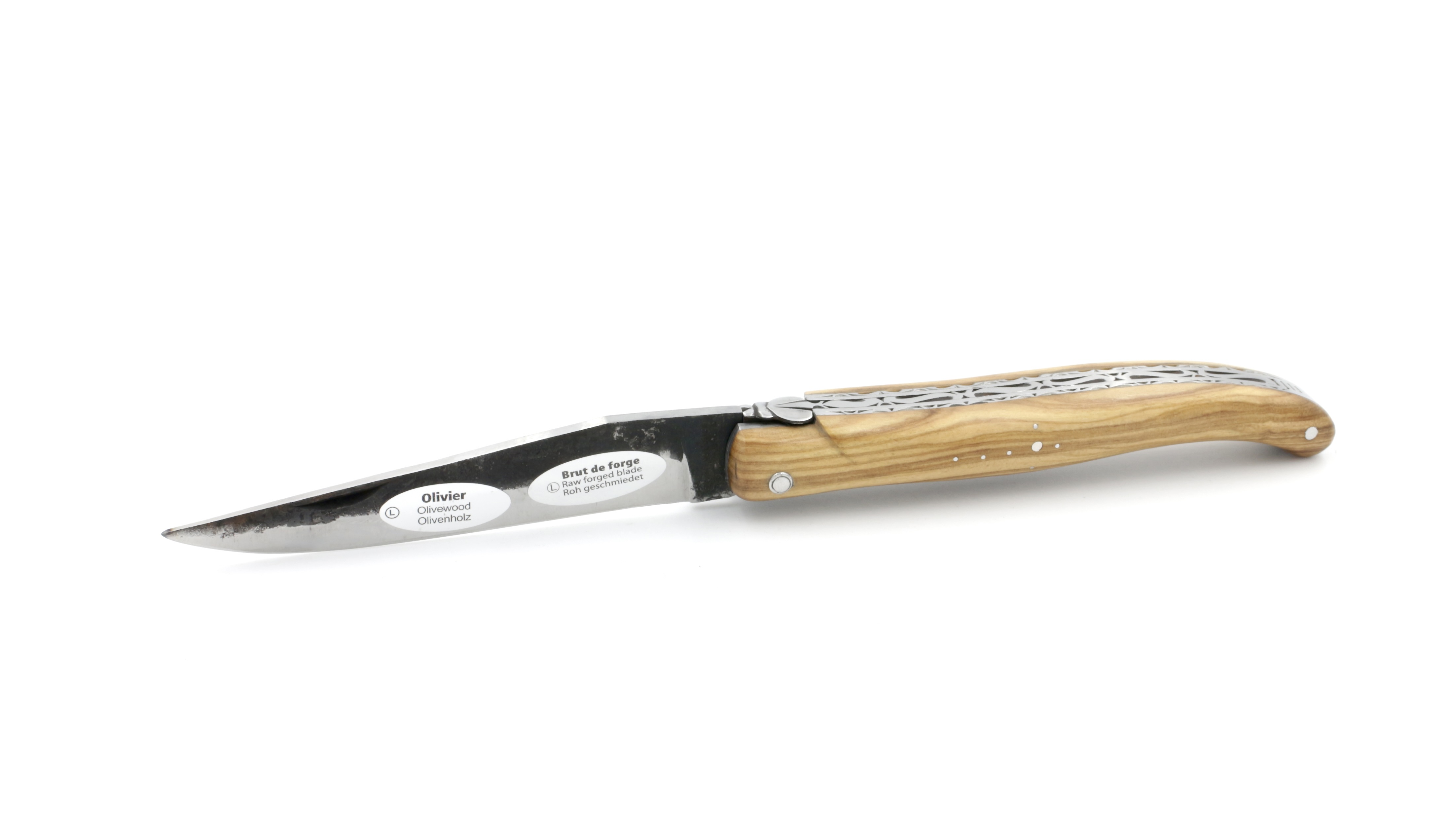 Laguiole en Aubrac Brut de Forge Olive massiv Doppelplatine 12 cm 