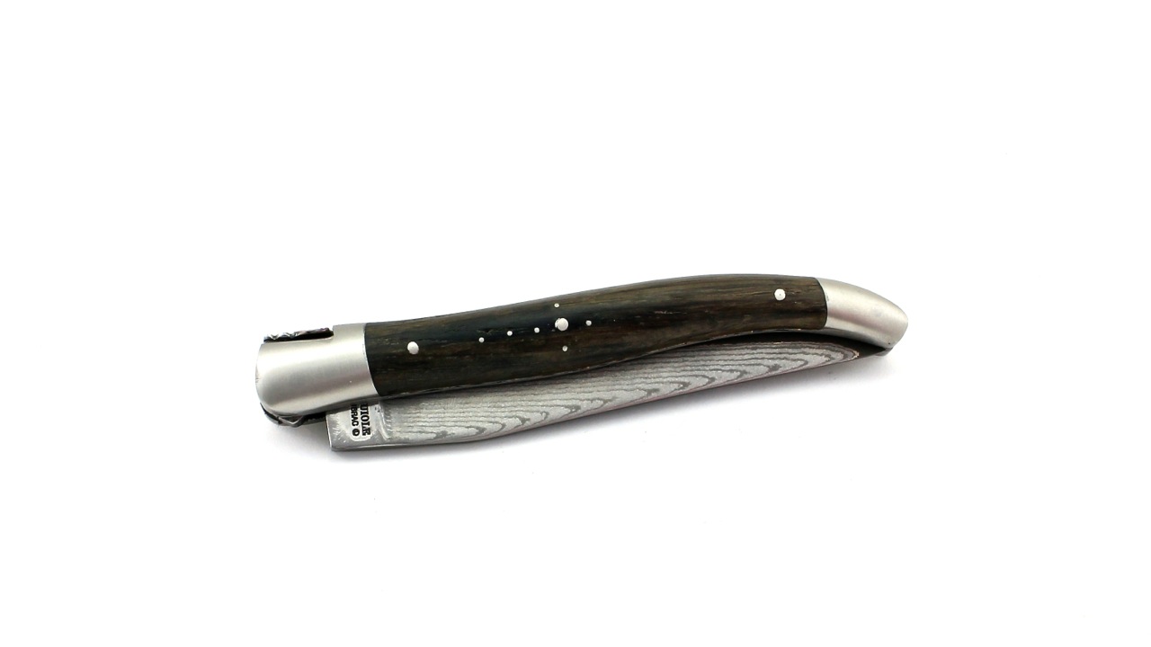 Laguiole en Aubrac jap. Damastklinge Mooreiche matt Doppelplatine 12 cm