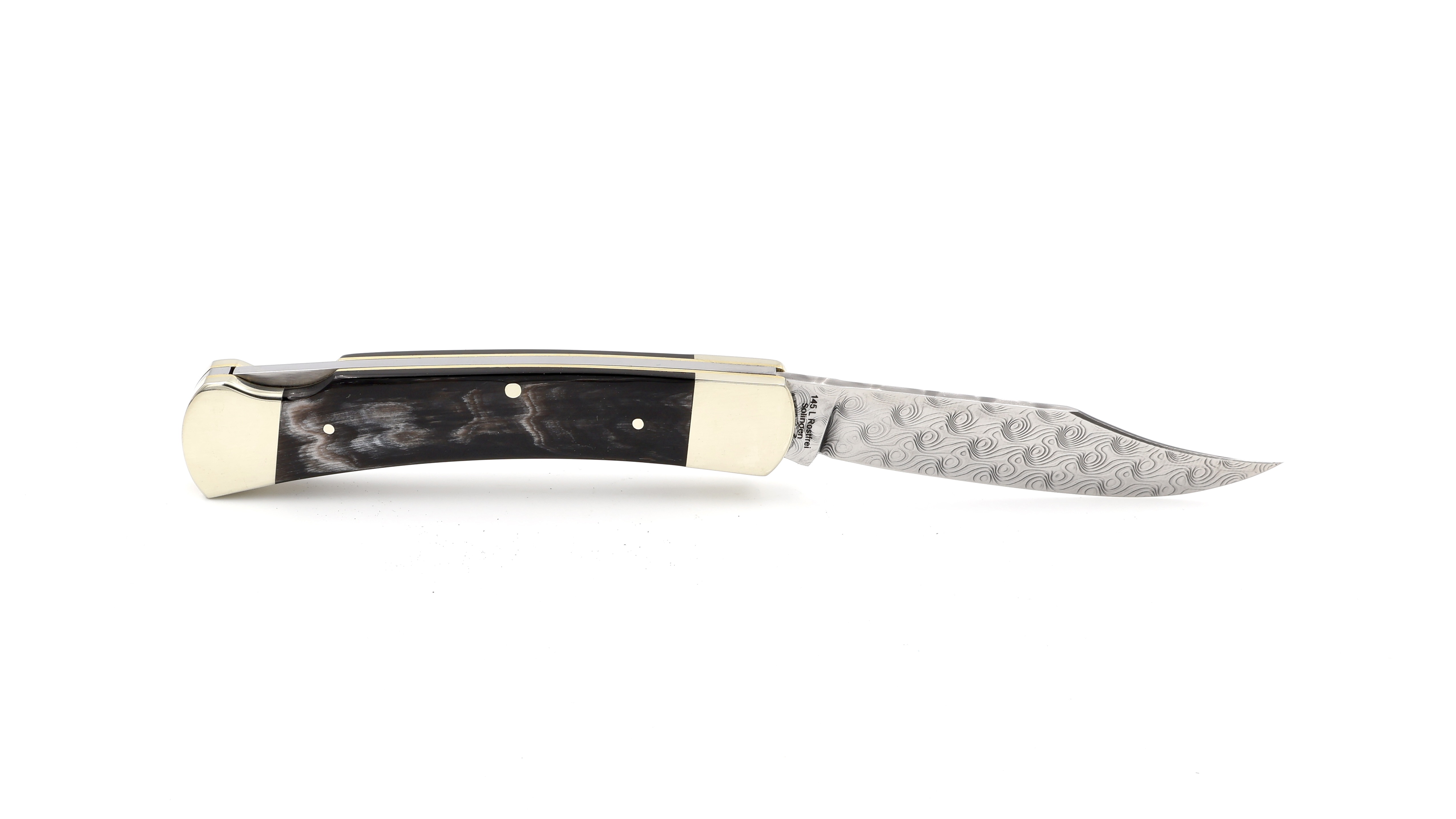 Hartkopf Solingen folding knife horntip damascus