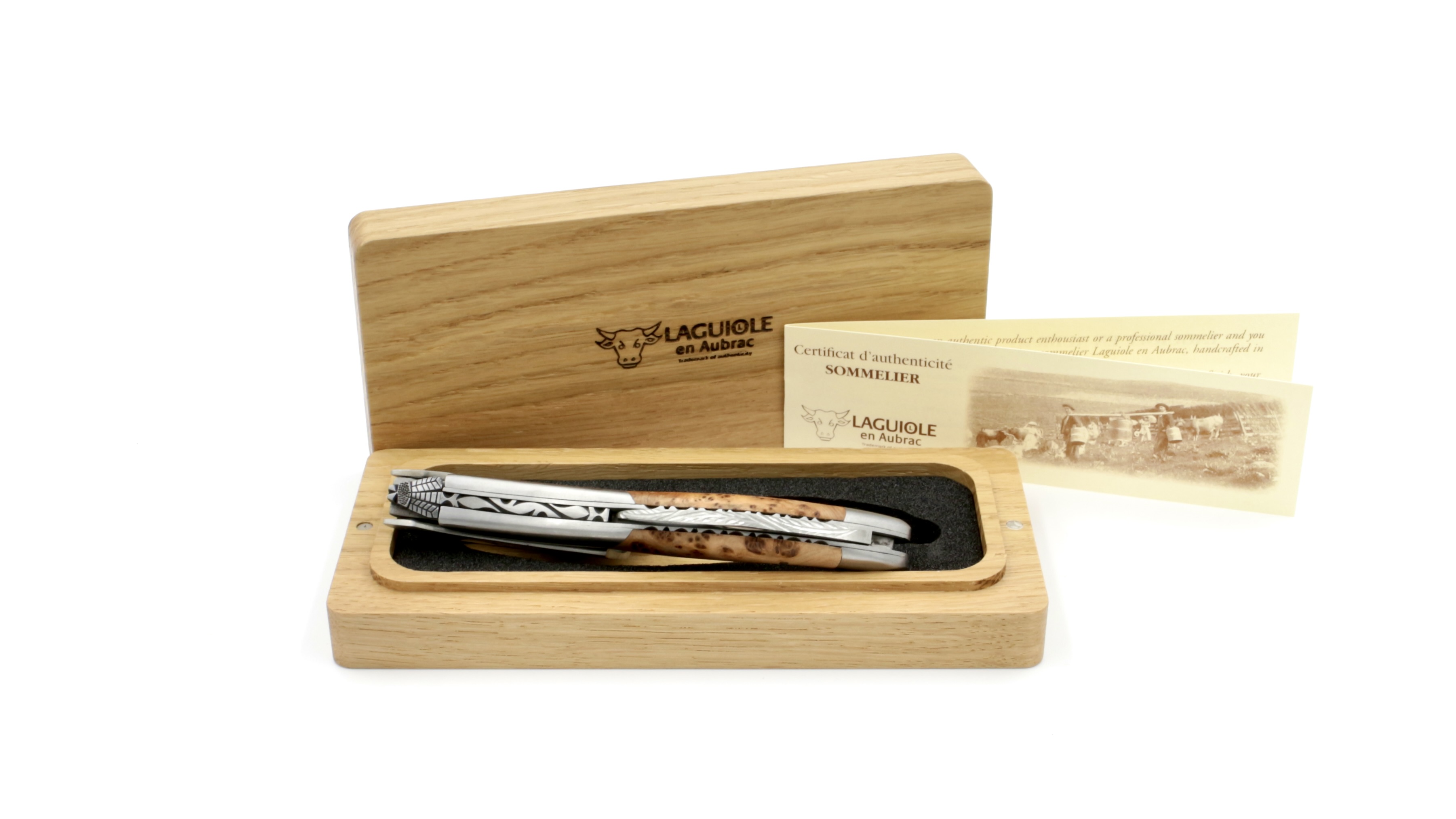 Laguiole en Aubrac Sommeliermesser Wacholder guillochiert besondere Biene