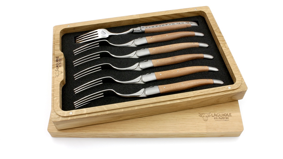 Laguiole en Aubrac Platane Laguiole Steakgabel Set 6-teilig