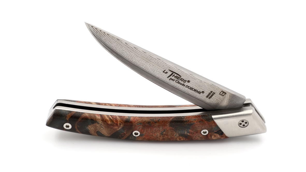 Claude DOZORME Thiers RLT maple burl VG10 damascus blade