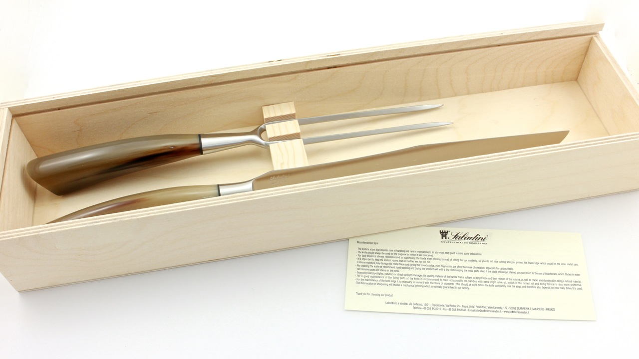 Saladini-Tranchier-Hornspitze Saladini Tranchierbesteck Ochshorn/Hornspitze